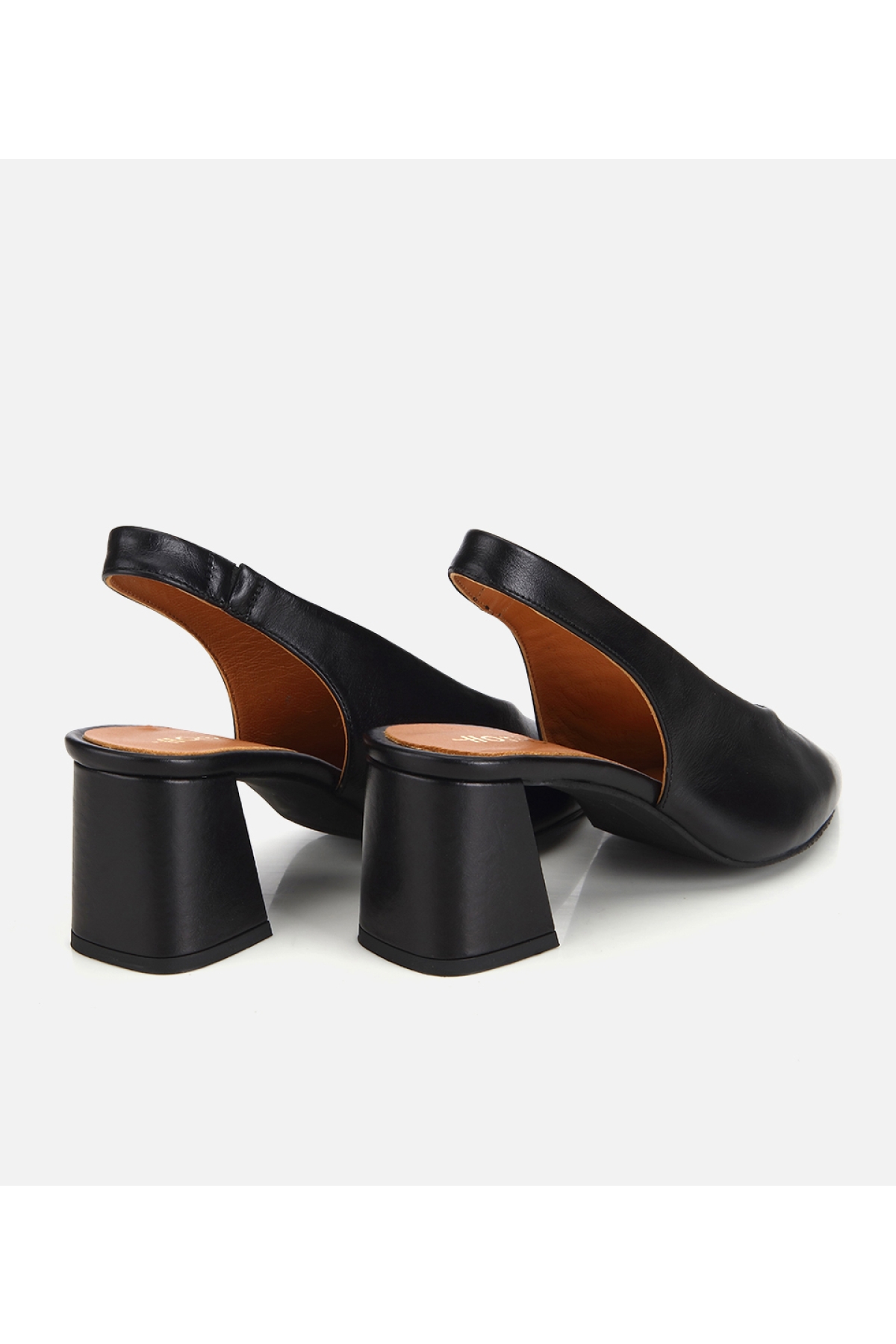 Hotiç Turuncu Hotiç Hotiç Deri Kadın Arkası Açık Kalın Topuklu Ayakkabı