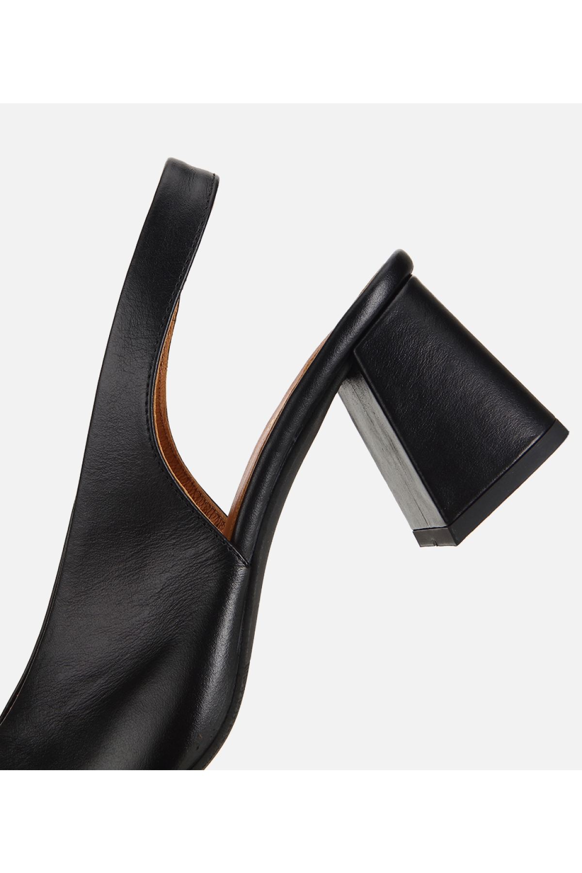 Hotiç Turuncu Hotiç Hotiç Deri Kadın Arkası Açık Kalın Topuklu Ayakkabı