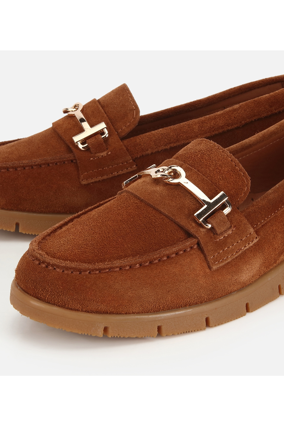 Hotiç Kahverengi Hotiç Hotiç Süet Kadın Deri Yumuşak Tabanlı Tokalı Günlük Loafer