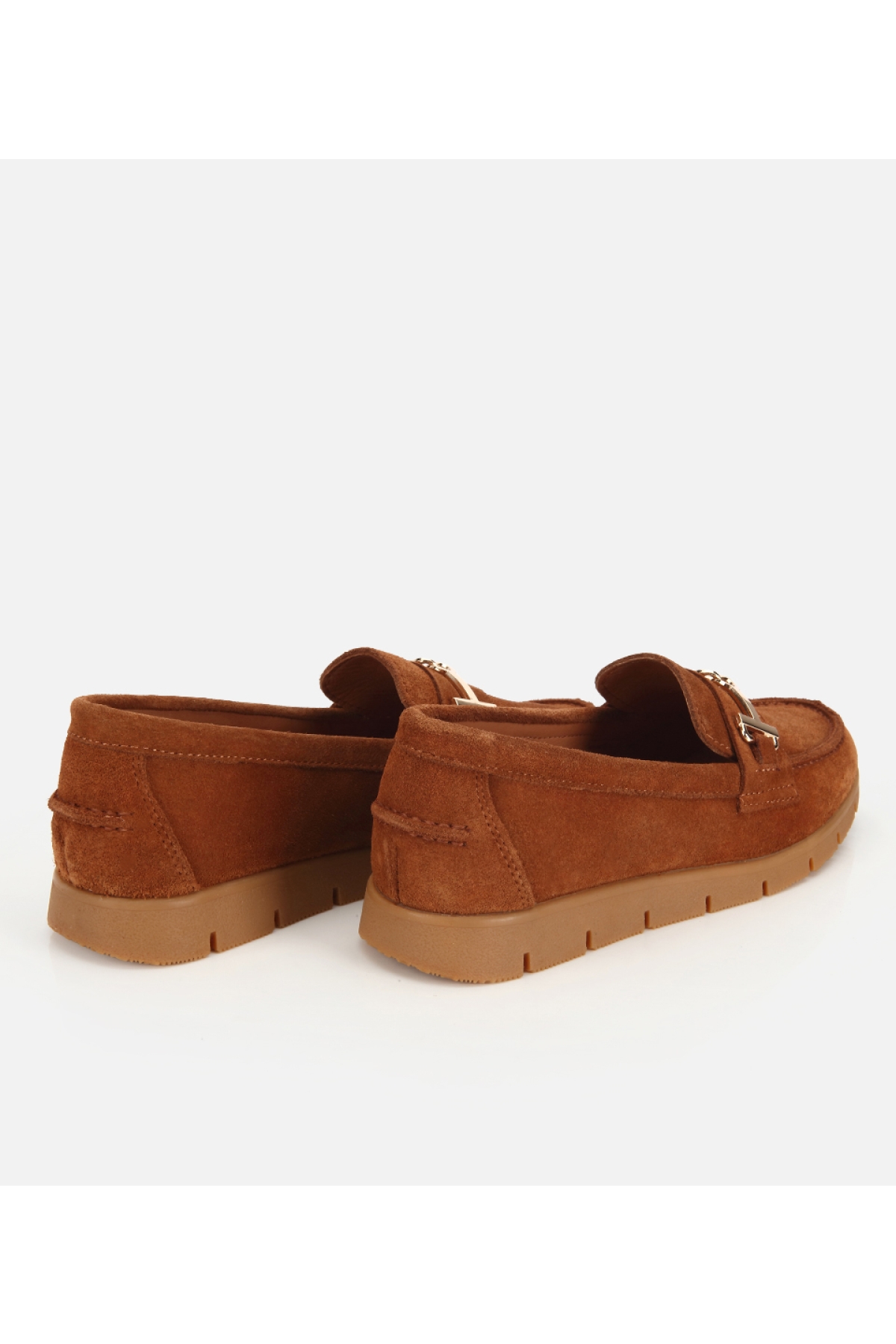 Hotiç Kahverengi Hotiç Hotiç Süet Kadın Deri Yumuşak Tabanlı Tokalı Günlük Loafer