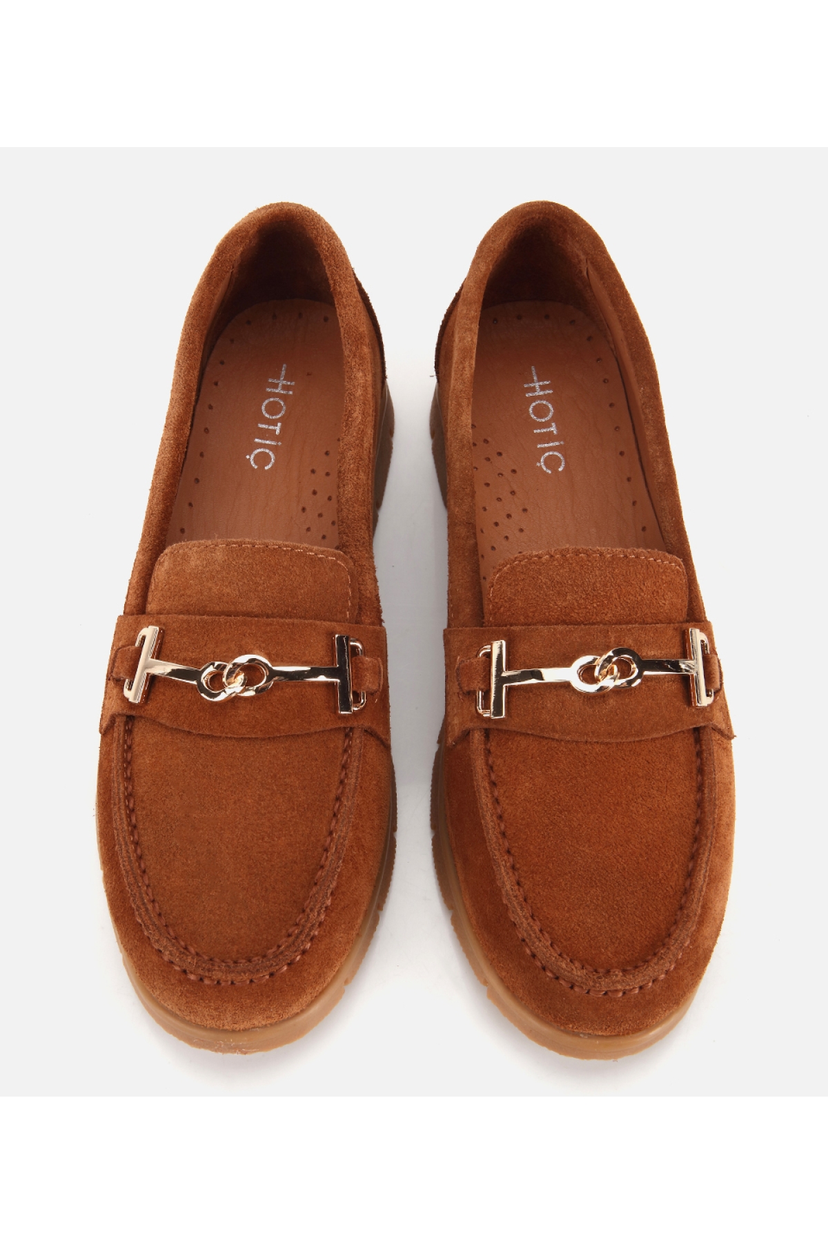 Hotiç Kahverengi Hotiç Hotiç Süet Kadın Deri Yumuşak Tabanlı Tokalı Günlük Loafer