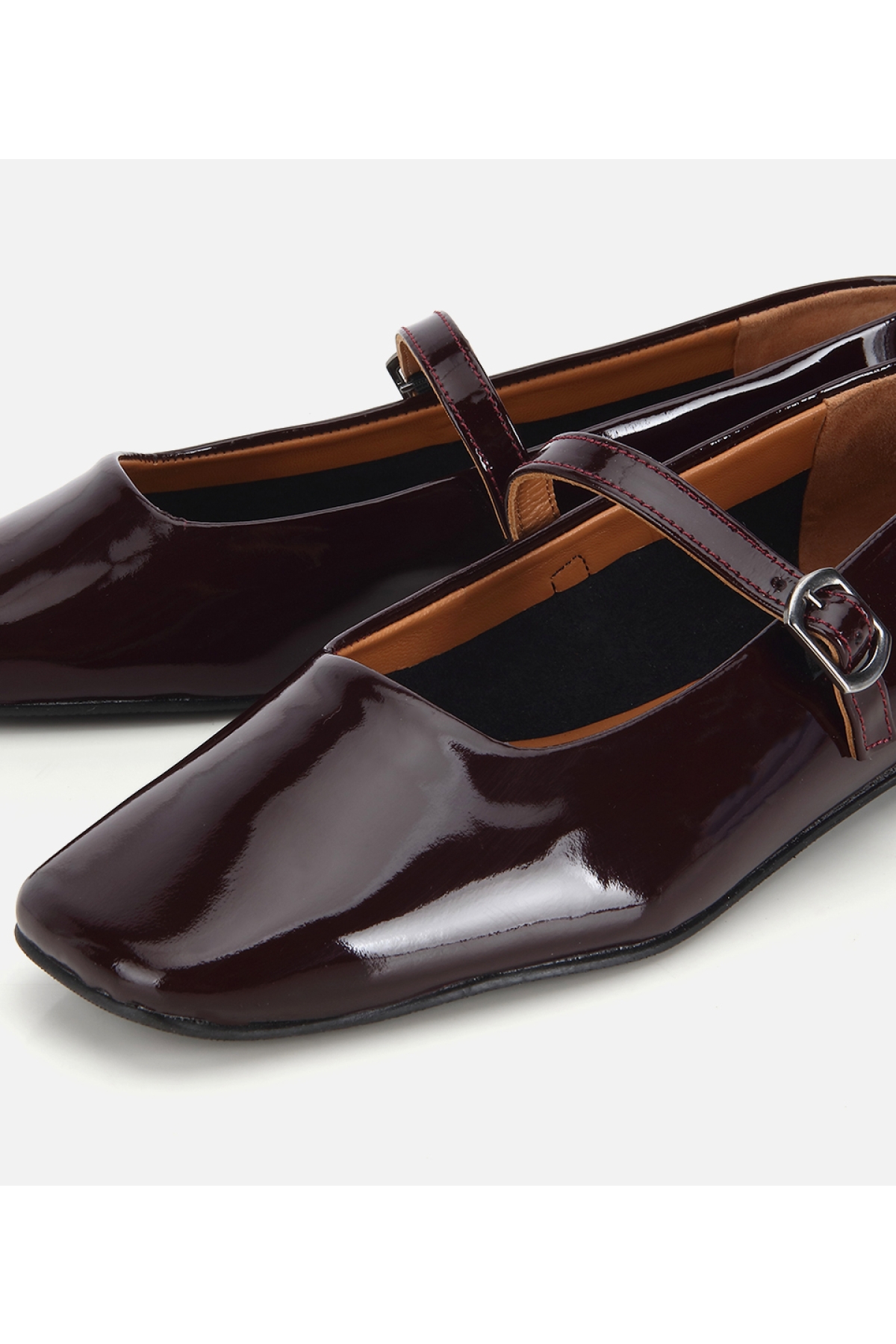 Hotiç Bordo Hotiç Hotiç Rugan Kadın Deri Bantlı Küt Burunlu Babet