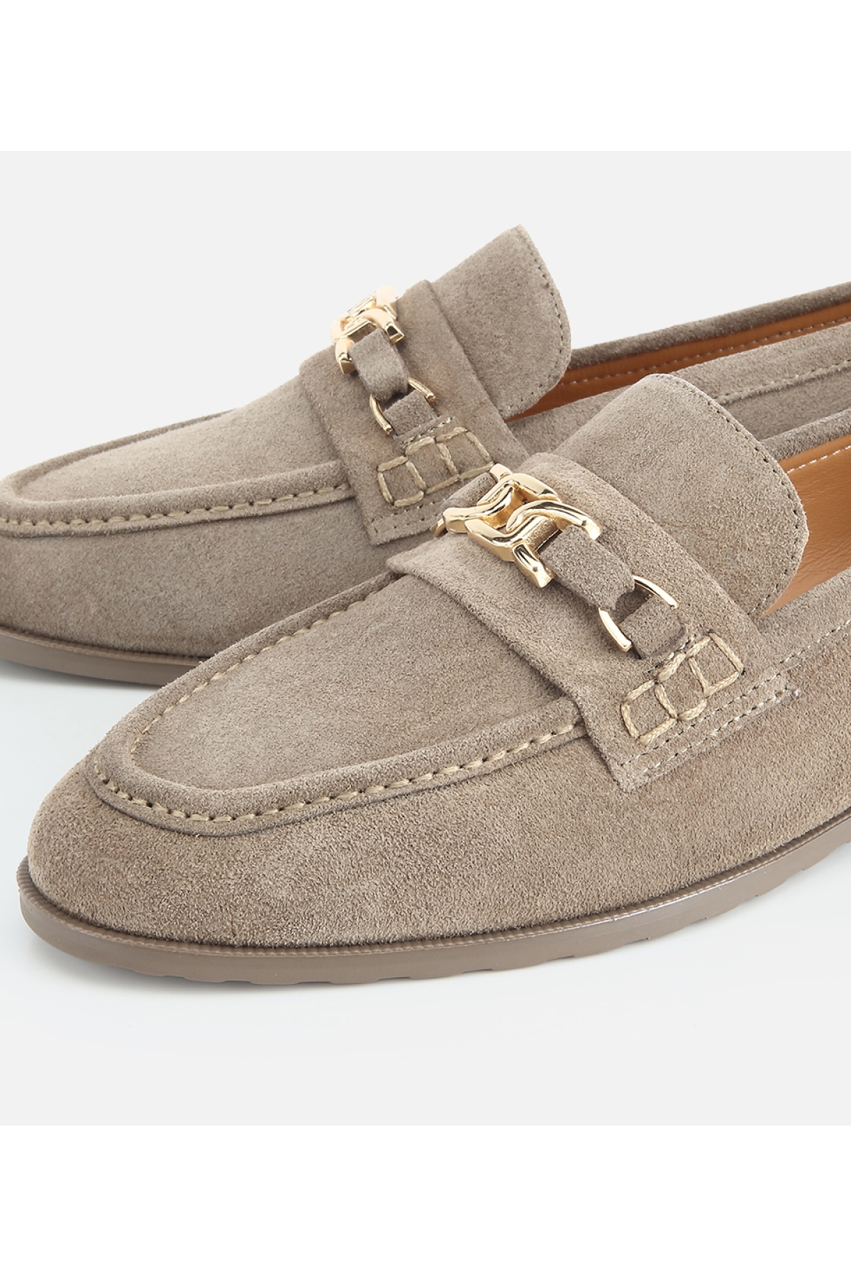 Hotiç Yeşil Hotiç Hotiç Süet Kadın Deri Toka Detaylı Klasik Loafer