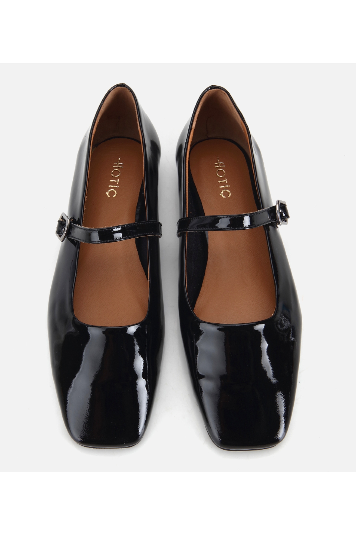 Hotiç Bordo Hotiç Hotiç Rugan Kadın Deri Bantlı Küt Burunlu Babet