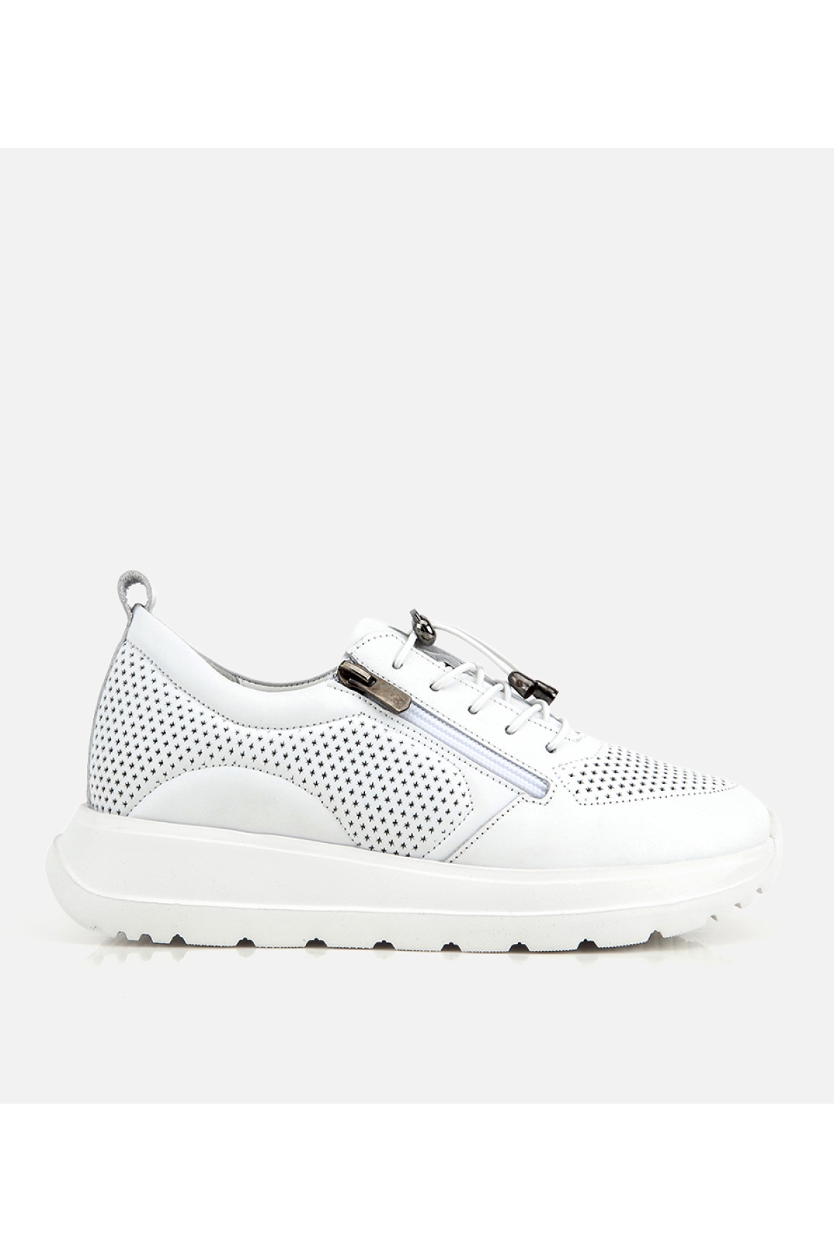 Hotiç Beyaz Hotiç Hotiç Deri Kadın Bağcık Detaylı Spor Ayakkabı