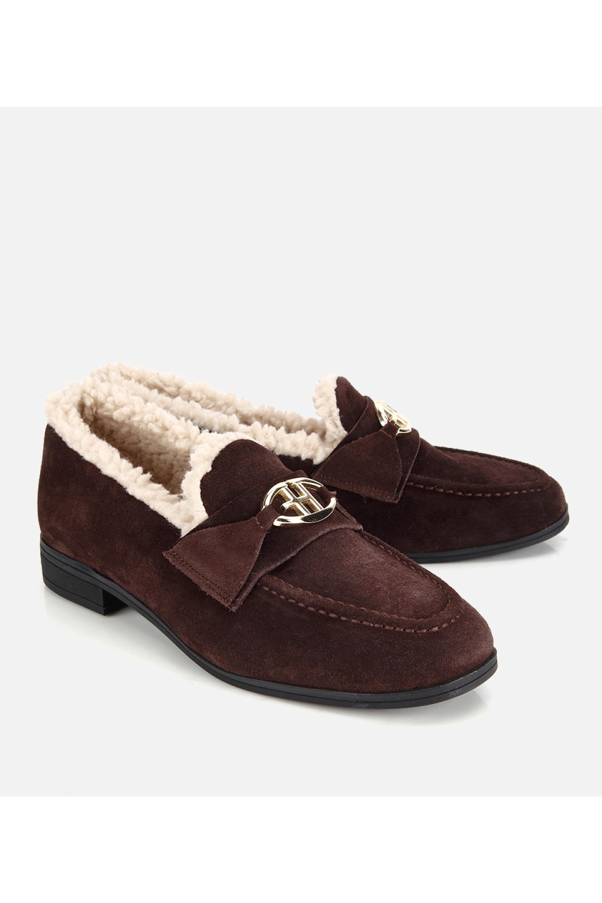 Hotiç Taba Hotiç Hotiç Süet Kadın Deri İçi Kürklü Klasik Loafer