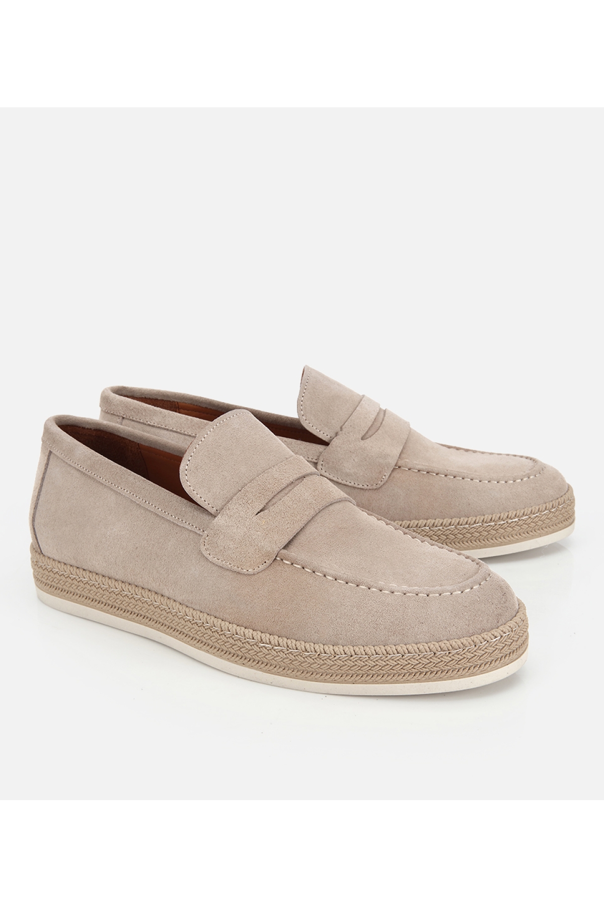 Hotiç Bej Hotiç Hotiç Süet Erkek Deri Hasır Detaylı Günlük Loafer