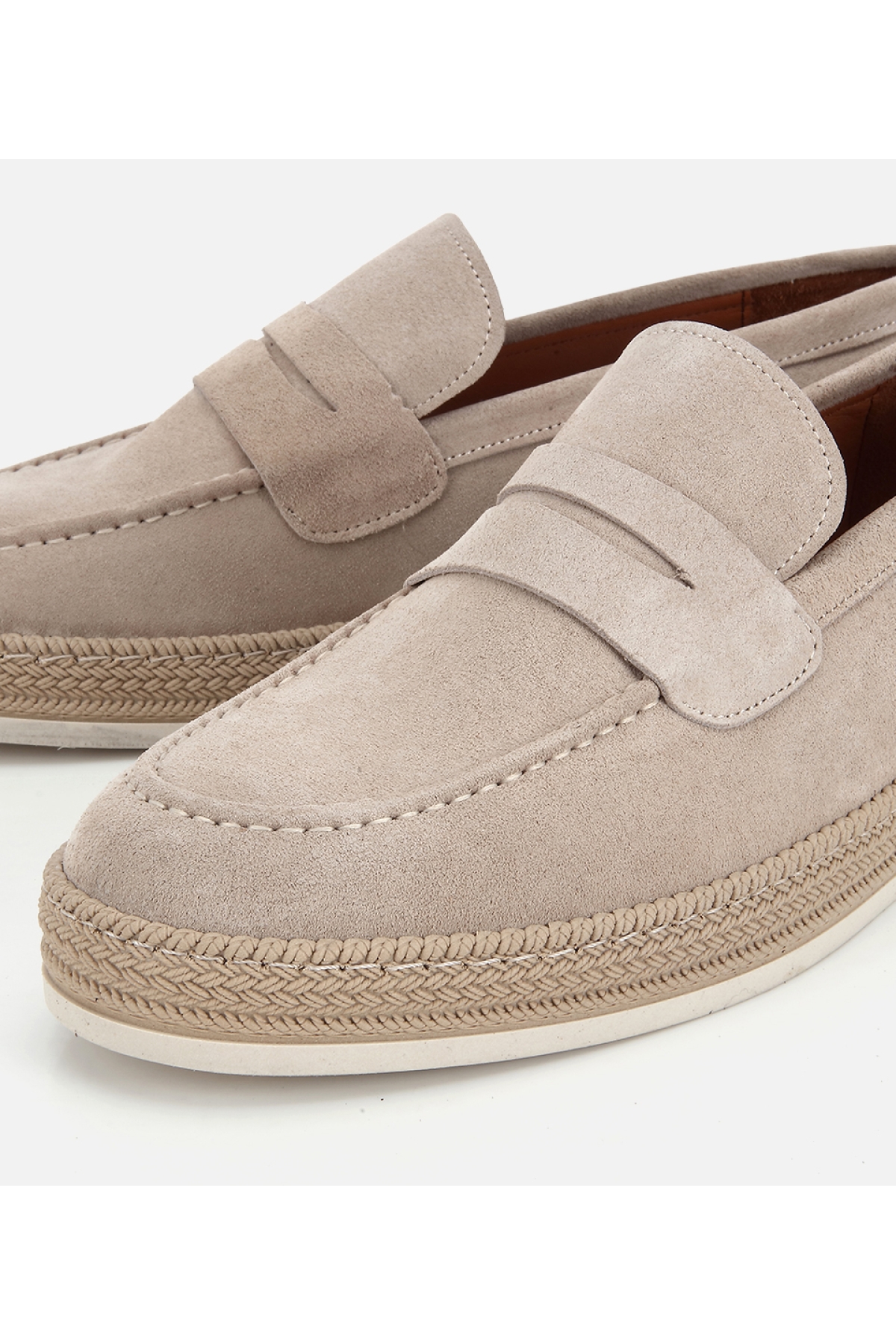 Hotiç Bej Hotiç Hotiç Süet Erkek Deri Hasır Detaylı Günlük Loafer