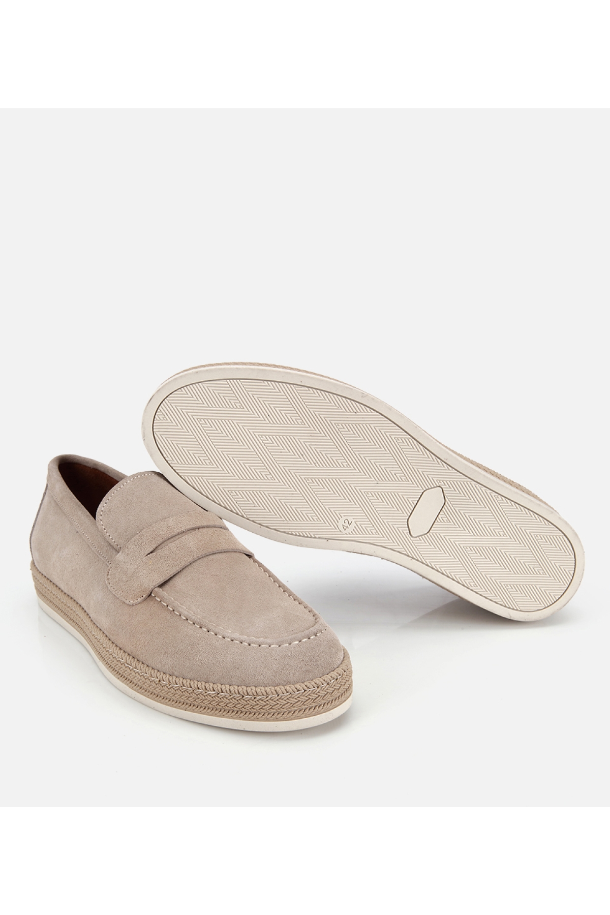 Hotiç Bej Hotiç Hotiç Süet Erkek Deri Hasır Detaylı Günlük Loafer