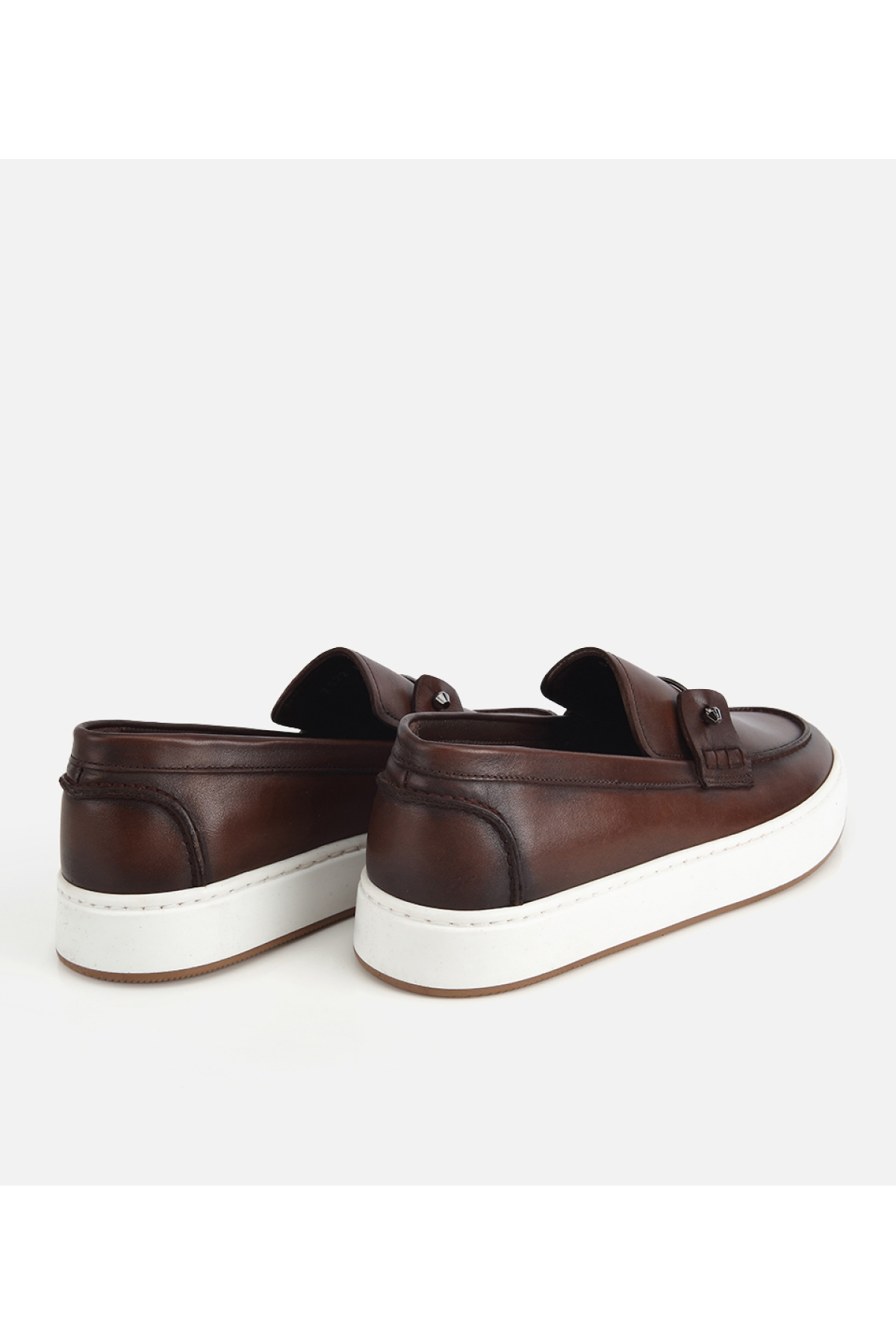 Hotiç Kahverengi Hotiç Hotiç Deri Erkek Metal Detaylı Günlük Loafer