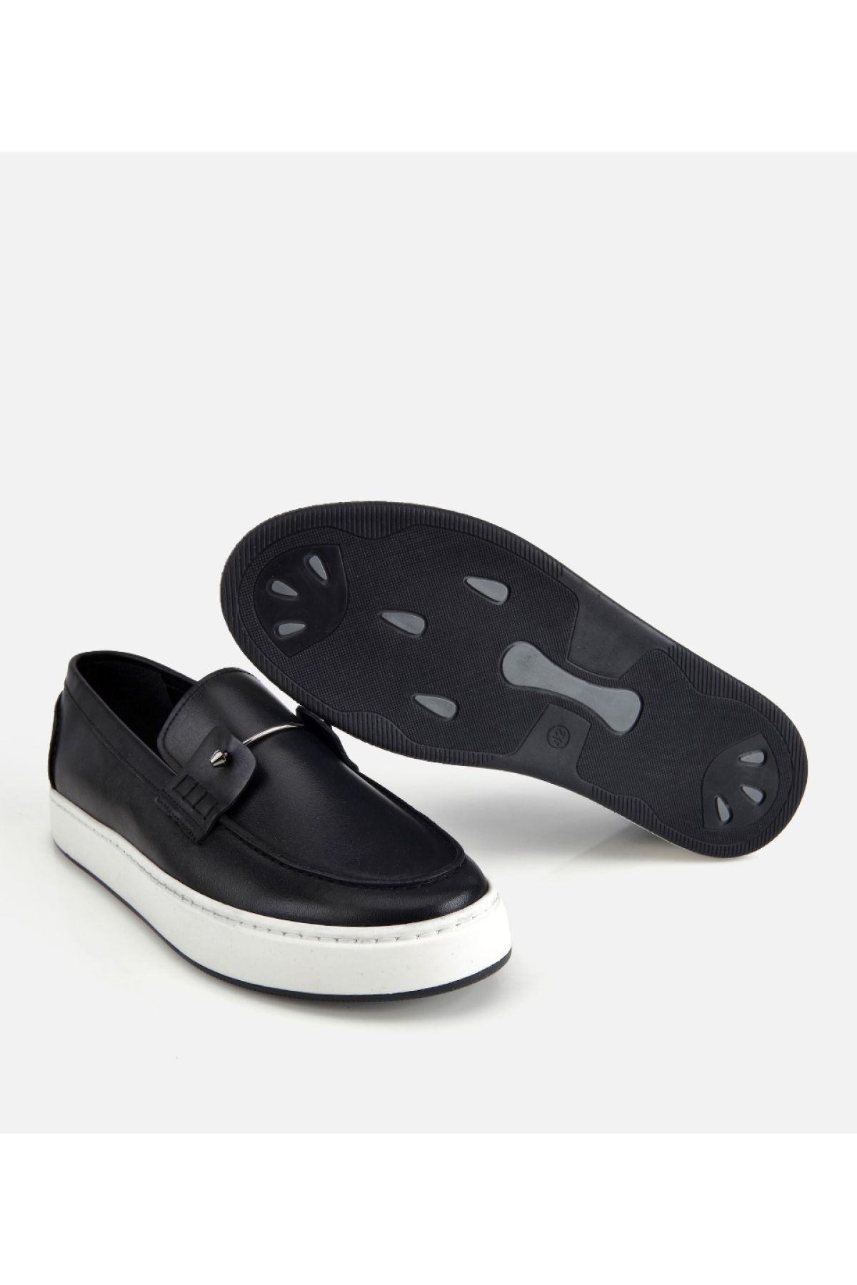 Hotiç Kahverengi Hotiç Hotiç Deri Erkek Metal Detaylı Günlük Loafer