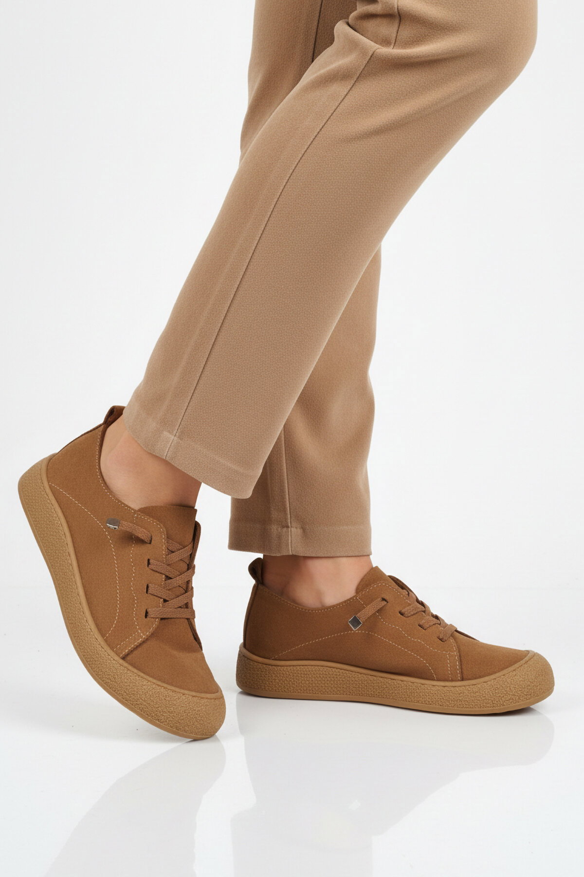Ayakmod Bej Ayakmod Hakiki Deri Kadın Casual Ayakkabı 232 Z