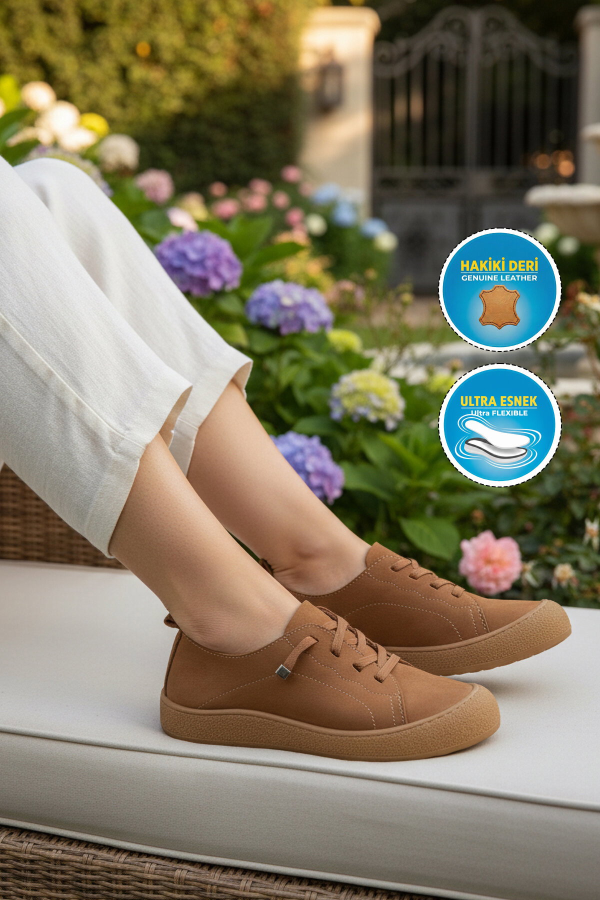 Ayakmod Bej Ayakmod Hakiki Deri Kadın Casual Ayakkabı 232 Z