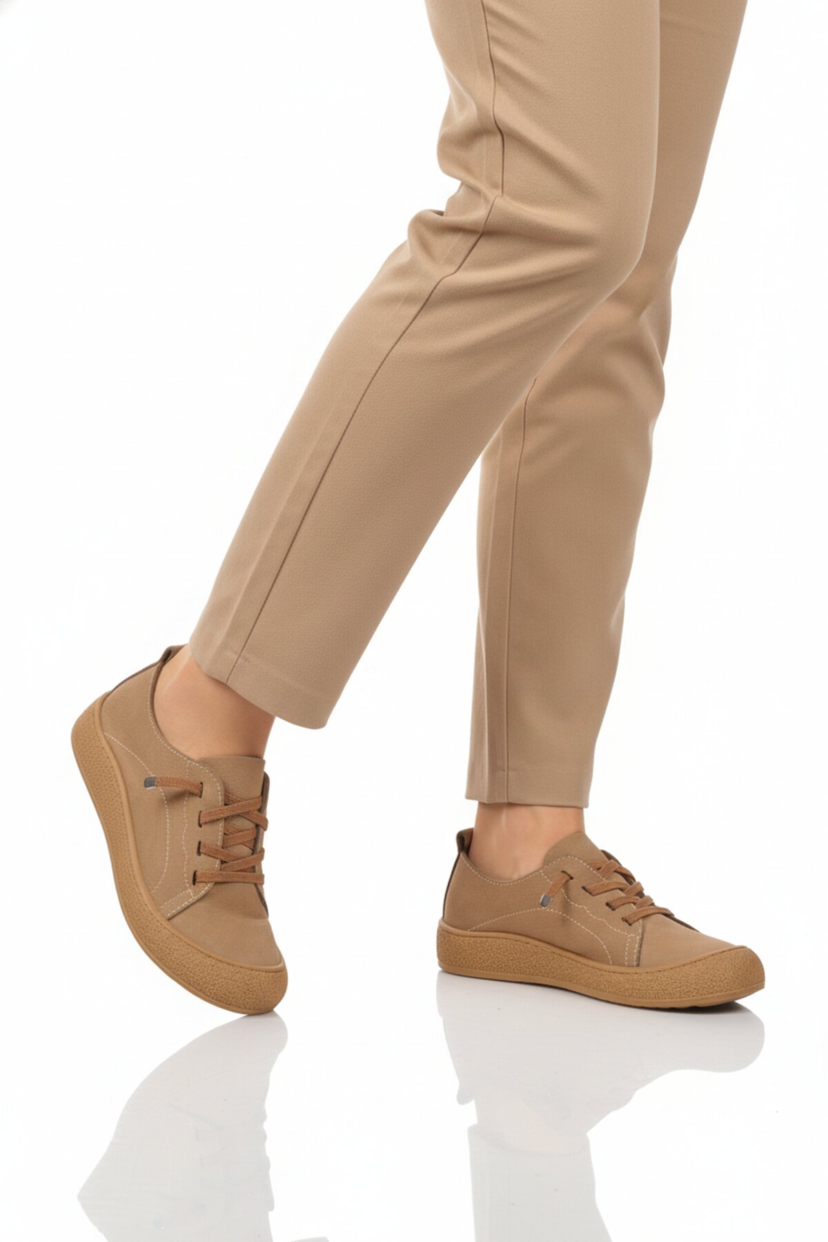 Ayakmod Bej Ayakmod Hakiki Deri Kadın Casual Ayakkabı 232 Z