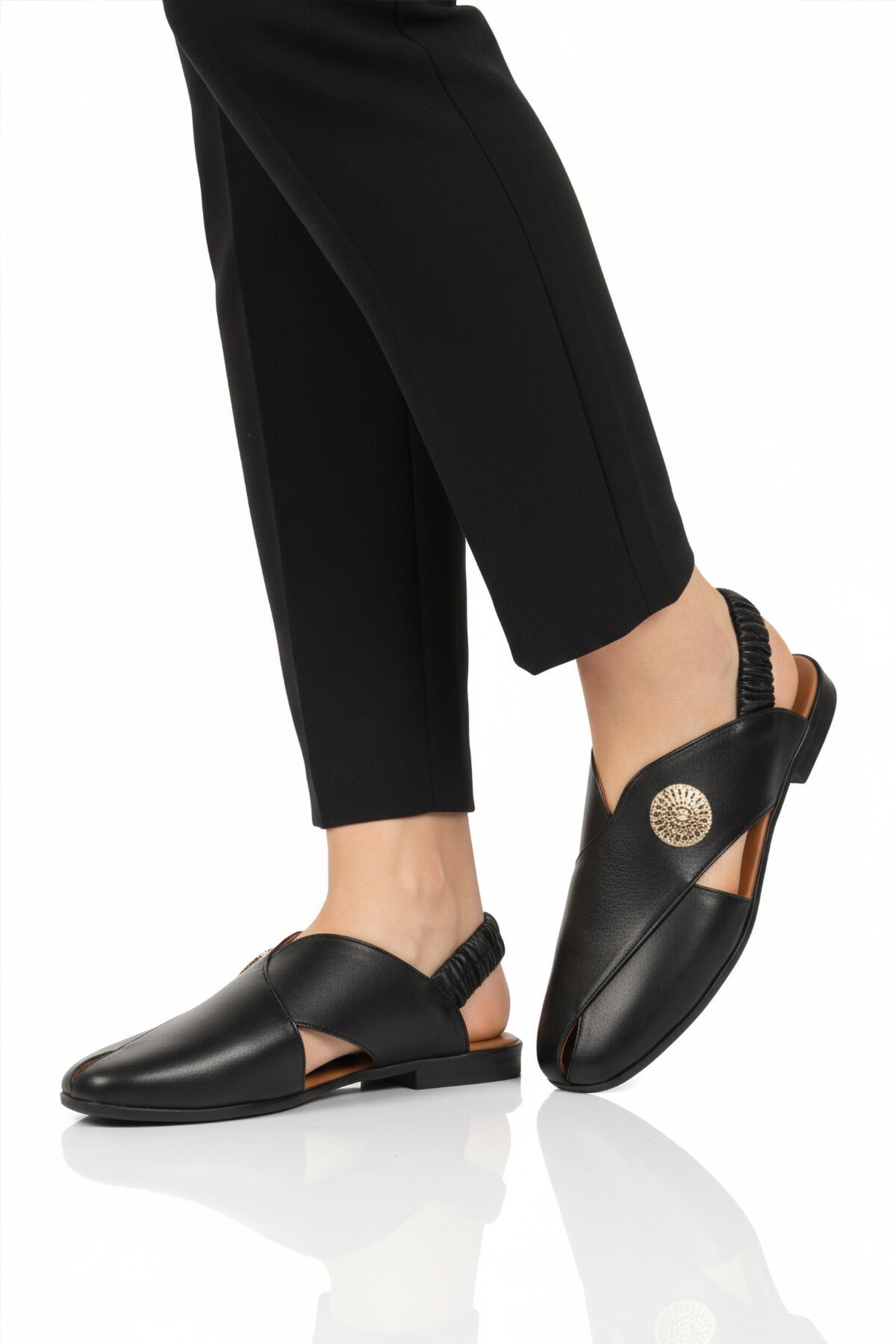 Ayakmod Siyah Ayakmod Hakiki Deri Kadın Sandalet 604 Z