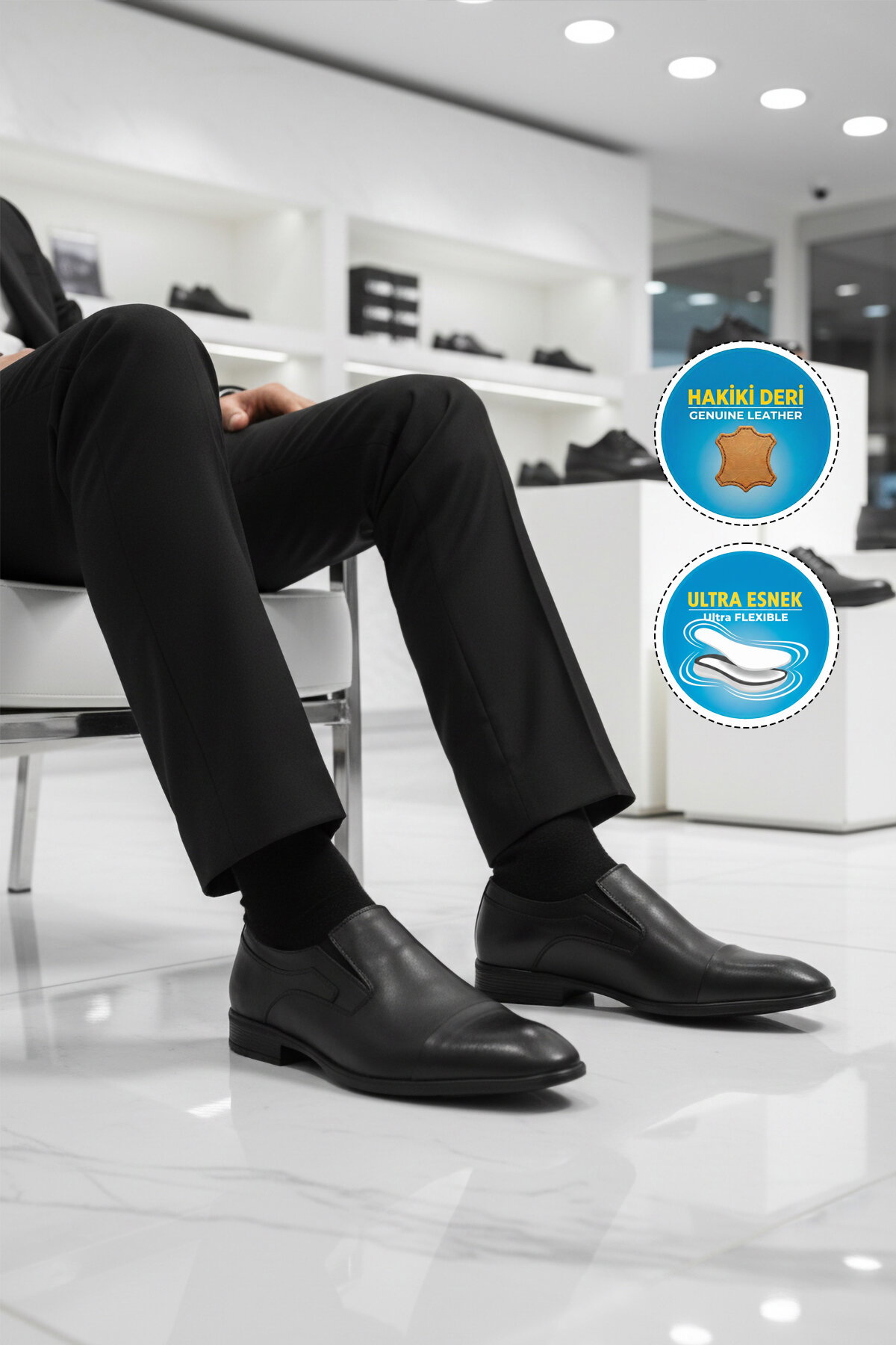 Ayakmod Siyah Ayakmod Premium Hakiki Deri Erkek Klasik Ayakkabı 696 M