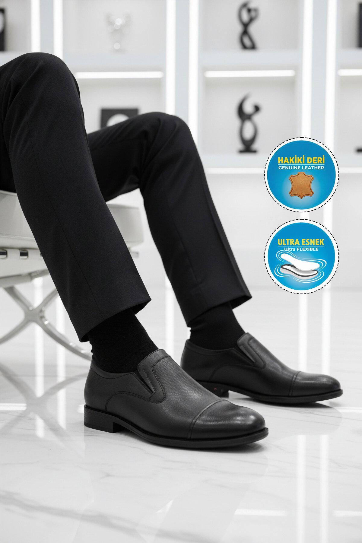 Ayakmod Siyah Ayakmod Premium Hakiki Deri Erkek Klasik Ayakkabı 692 M