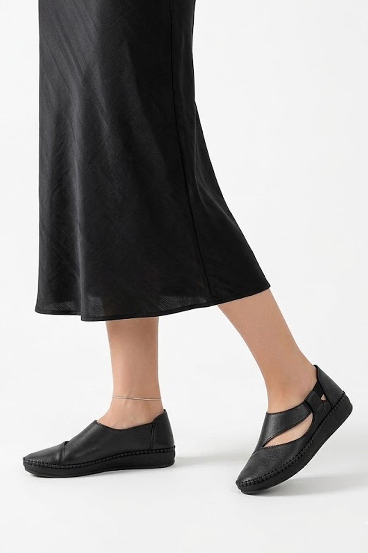 Ayakkabı Fuarı Siyah Ayakkabı Fuarı Fuari Elit 26YSLNVT01C Kadın Hakiki Deri Casual