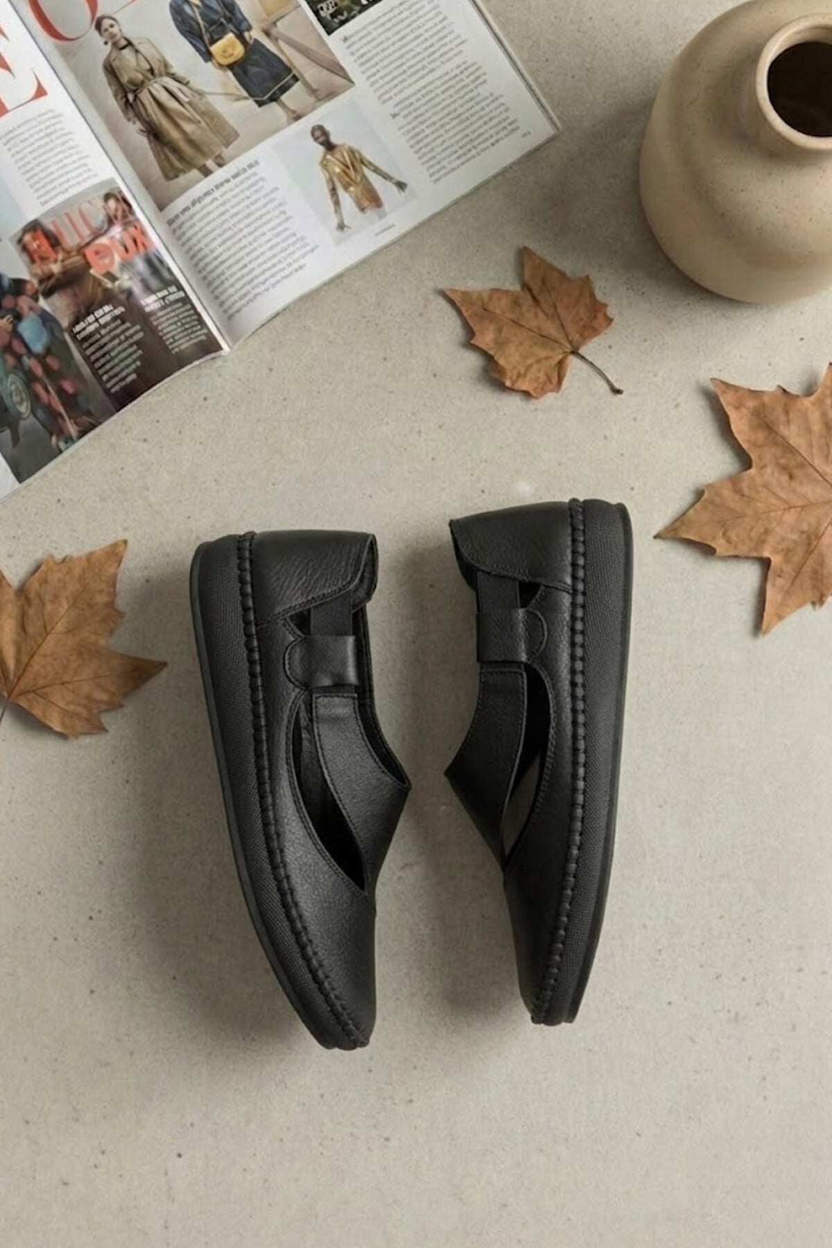 Ayakkabı Fuarı Siyah Ayakkabı Fuarı Fuari Elit 26YSLNVT01C Kadın Hakiki Deri Casual