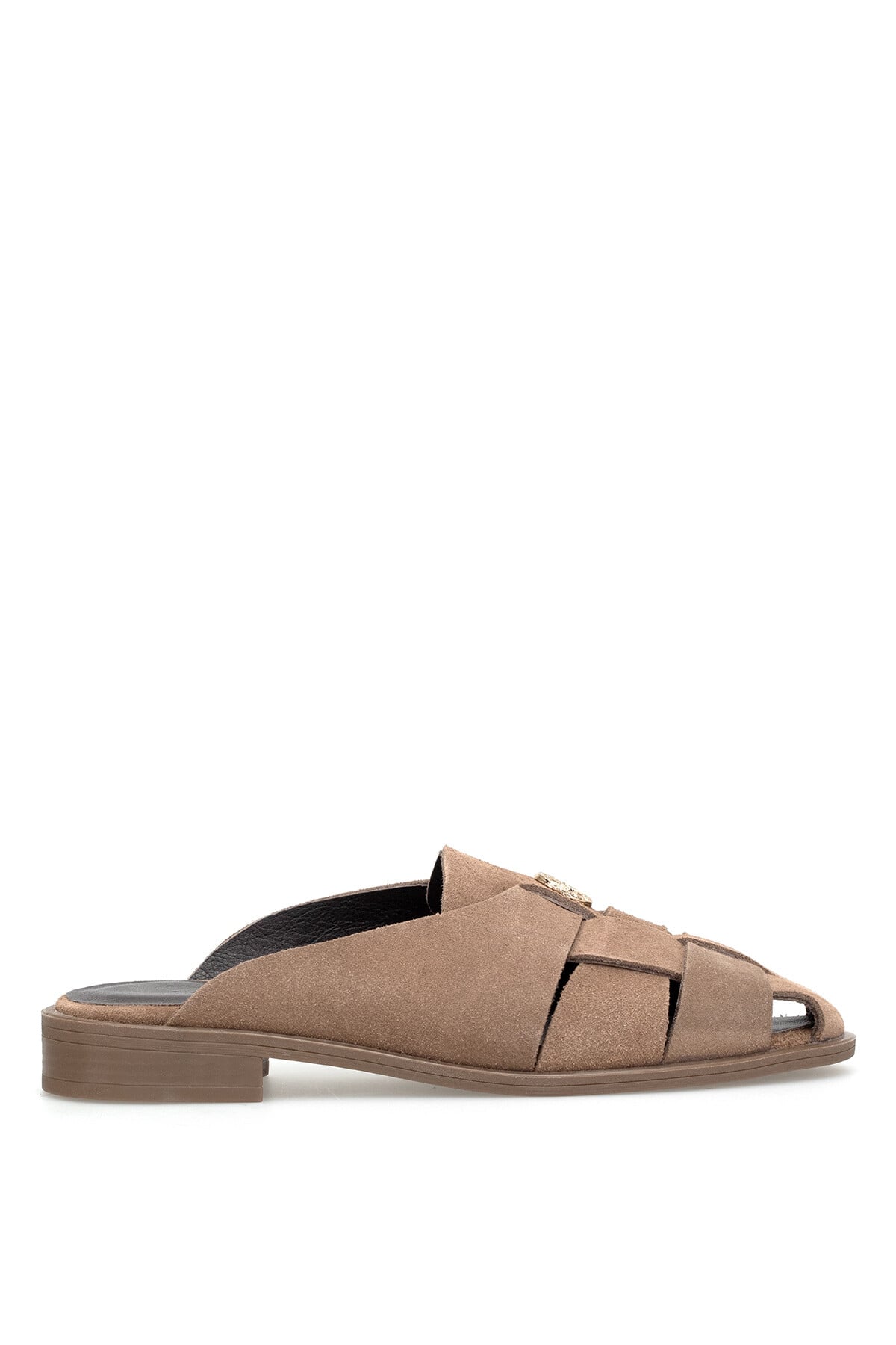 Ayakkabı Fuarı Siyah Ayakkabı Fuarı Fuari Elit ZYN4200 Kadın Hakiki Deri Düz Terlik