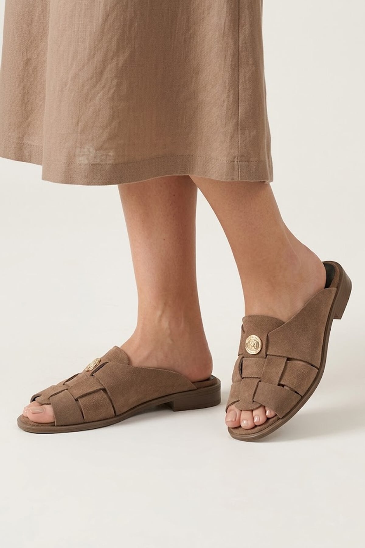 Ayakkabı Fuarı Siyah Ayakkabı Fuarı Fuari Elit ZYN4200 Kadın Hakiki Deri Düz Terlik