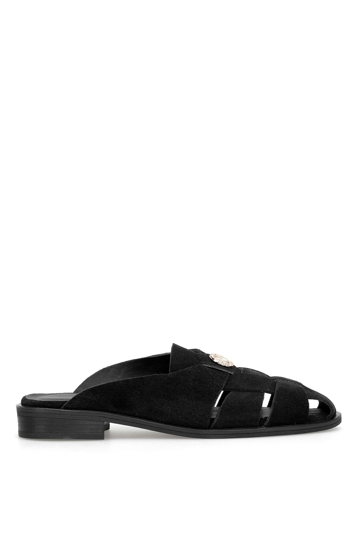 Ayakkabı Fuarı Siyah Ayakkabı Fuarı Fuari Elit ZYN4200 Kadın Hakiki Deri Düz Terlik