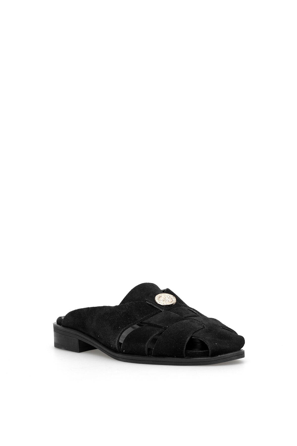 Ayakkabı Fuarı Siyah Ayakkabı Fuarı Fuari Elit ZYN4200 Kadın Hakiki Deri Düz Terlik