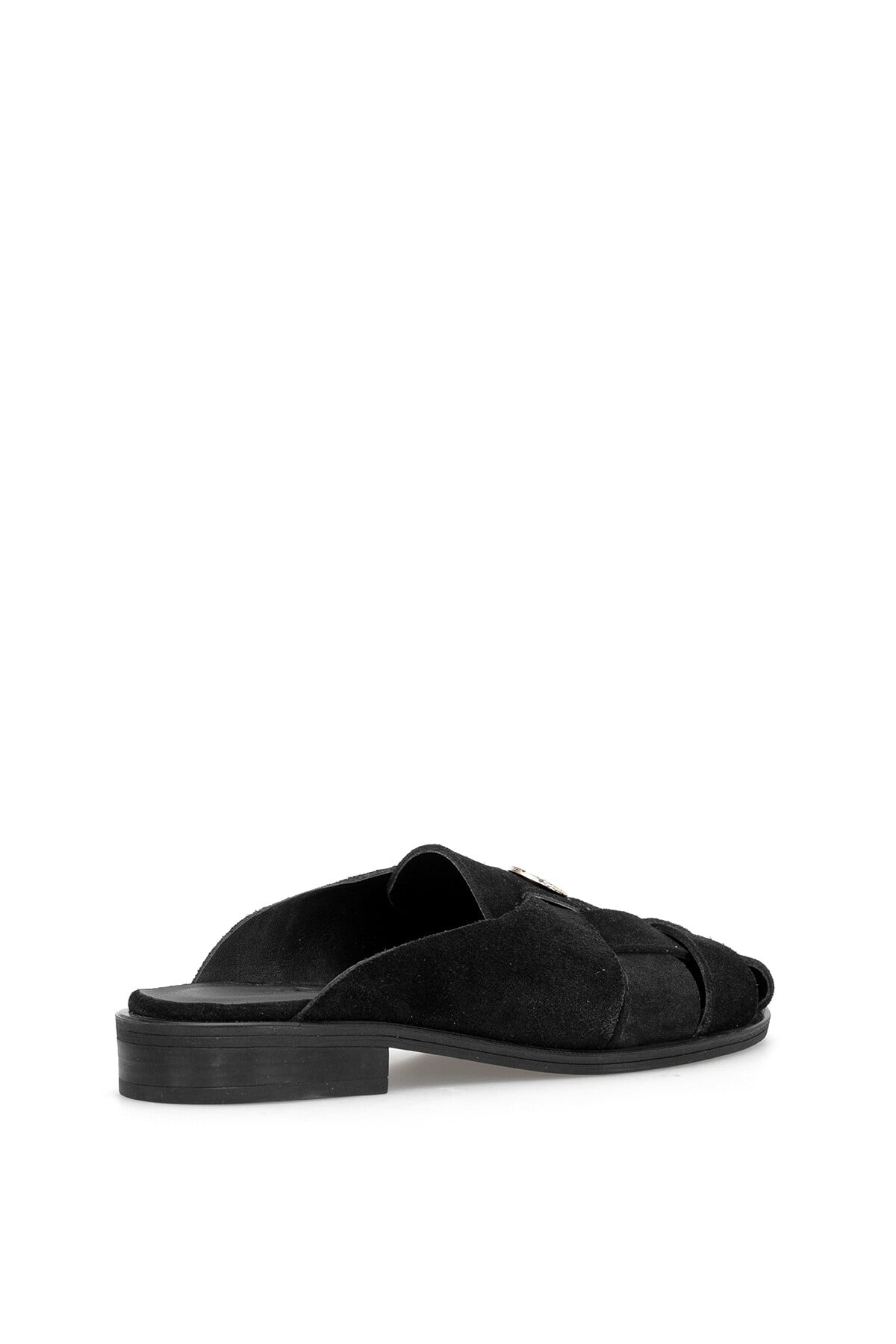 Ayakkabı Fuarı Siyah Ayakkabı Fuarı Fuari Elit ZYN4200 Kadın Hakiki Deri Düz Terlik