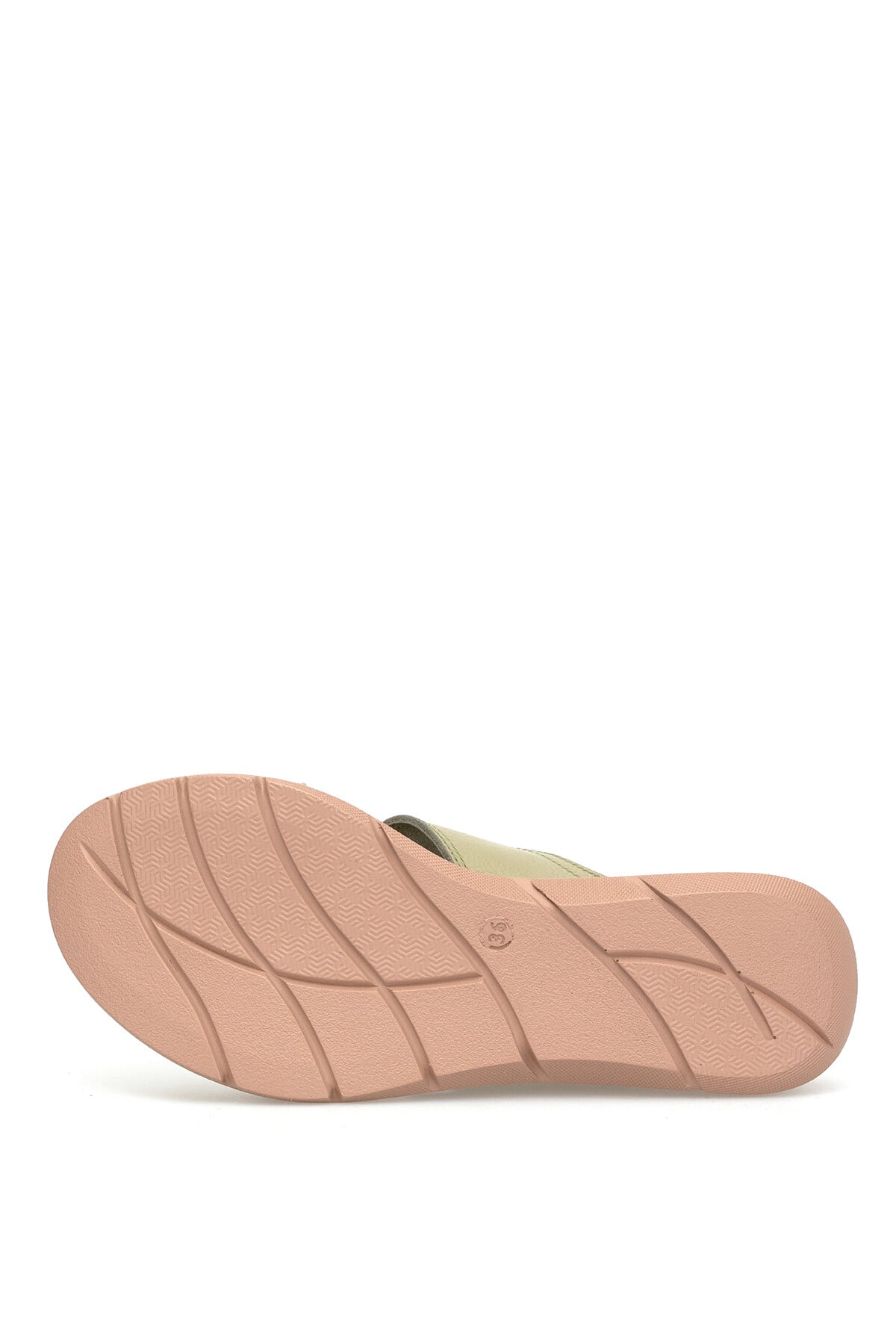 Ayakkabı Fuarı Yeşil Ayakkabı Fuarı Fuari Elit KOC2565 Kadın Hakiki Deri Düz Terlik