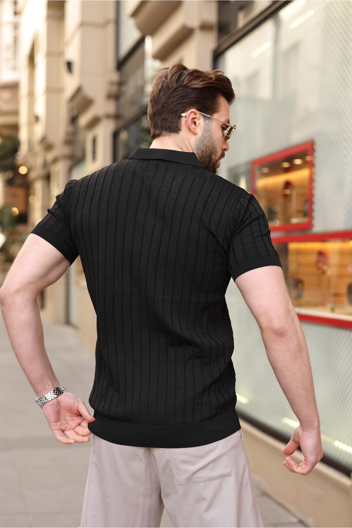 Siyah Polo Yaka Slim Fit Triko Erkek Tişört E7465 Fiyatları