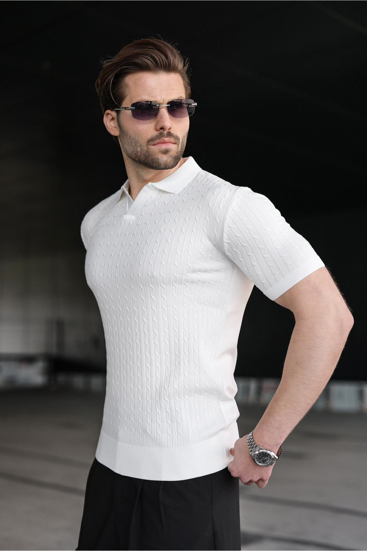 Beyaz Slim Fit Polo Yaka Triko Erkek Tişört E7472 Fiyatları