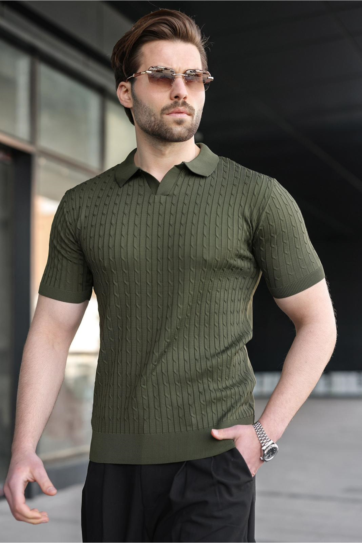 Haki Slim Fit Polo Yaka Triko Erkek Tişört E7472 Fiyatları | Flo