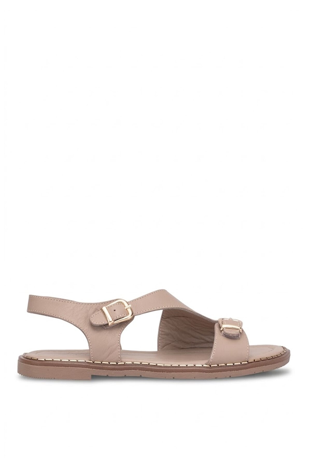 Ayakkabı Fuarı Siyah Ayakkabı Fuarı Fuari Elit KOC54-07 Kadın Hakiki Deri Düz Sandalet