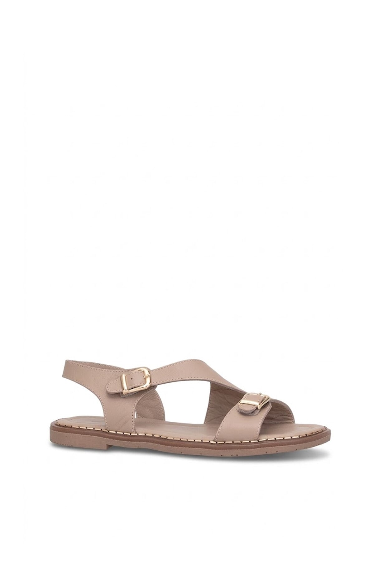 Ayakkabı Fuarı Siyah Ayakkabı Fuarı Fuari Elit KOC54-07 Kadın Hakiki Deri Düz Sandalet