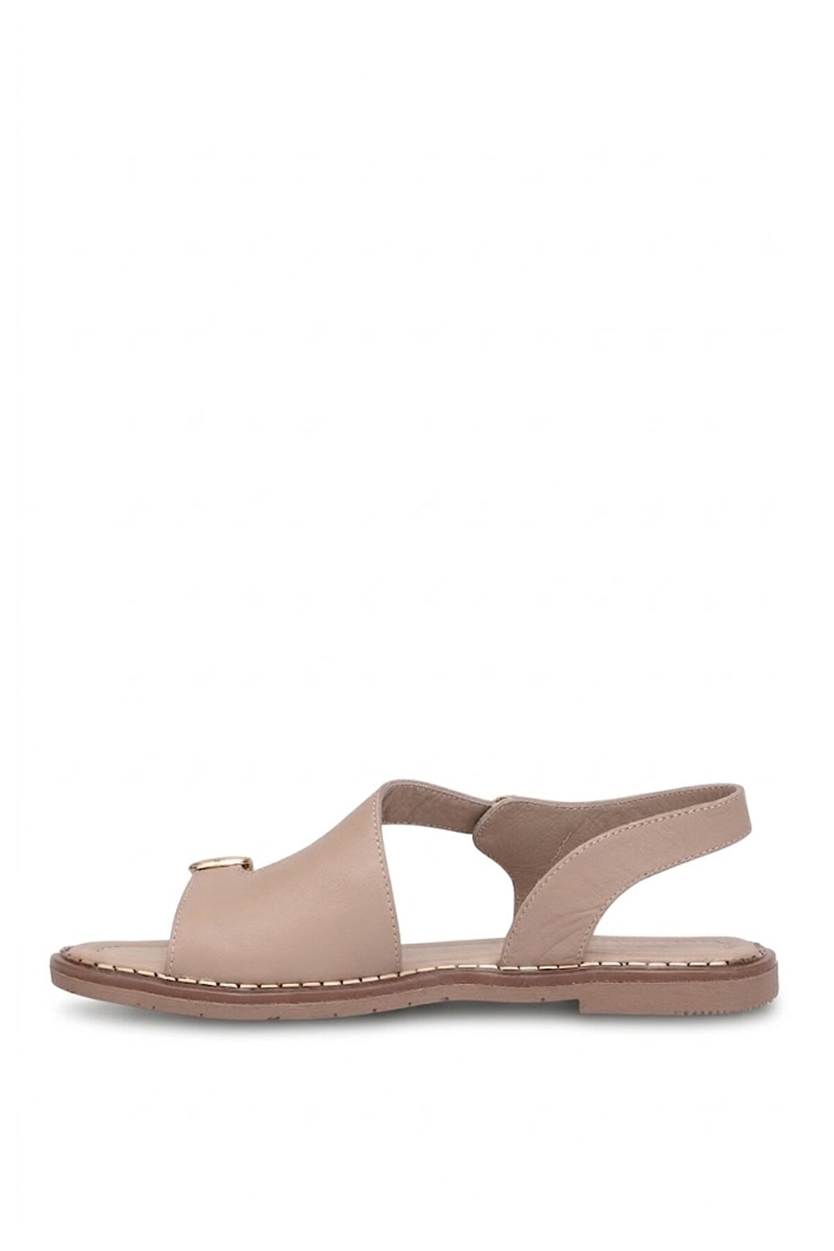 Ayakkabı Fuarı Siyah Ayakkabı Fuarı Fuari Elit KOC54-07 Kadın Hakiki Deri Düz Sandalet