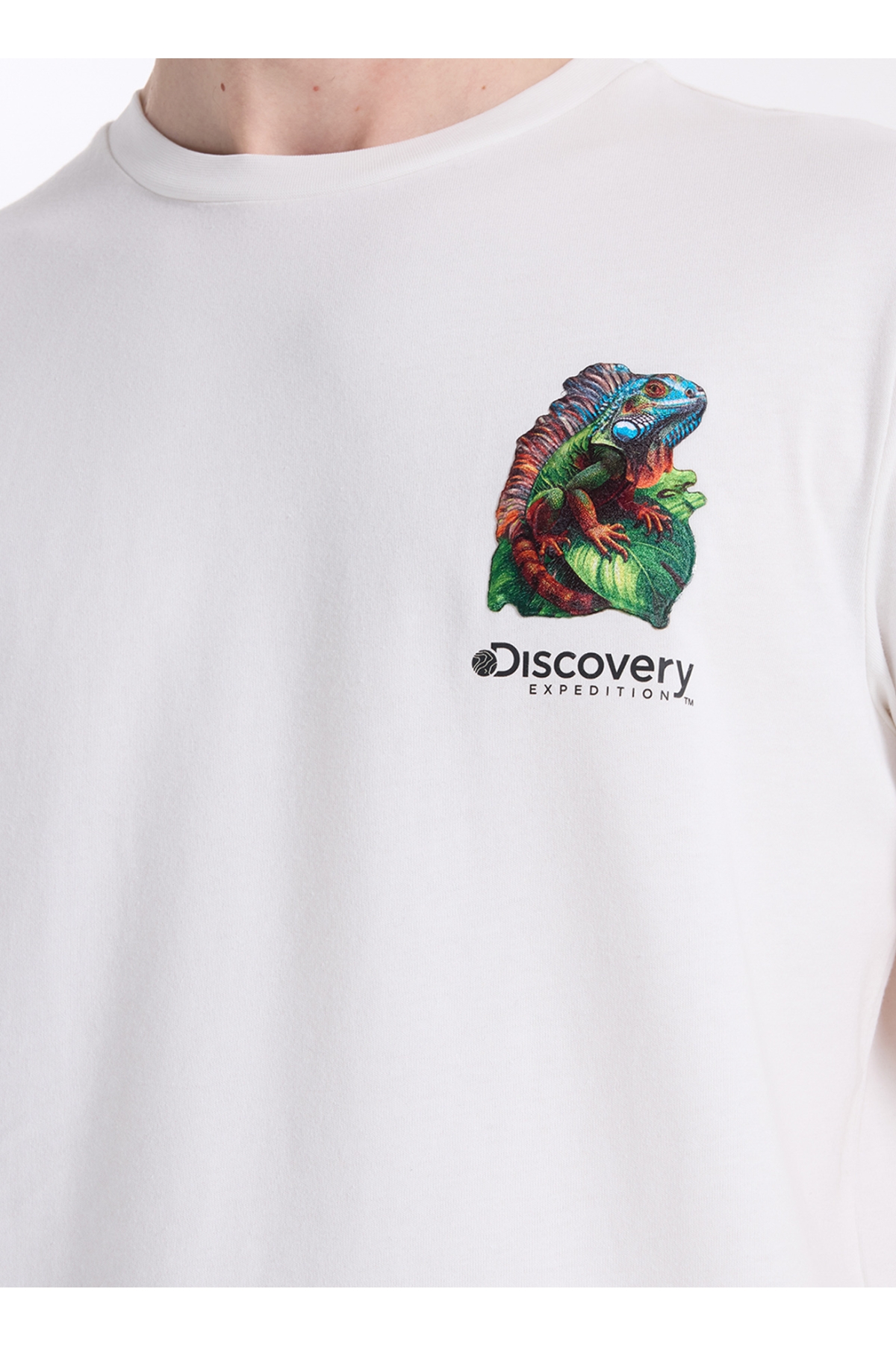 D6SM-TST3681 Kırık Beyaz Bisiklet Yaka Relaxed Fit Erkek T-Shirt