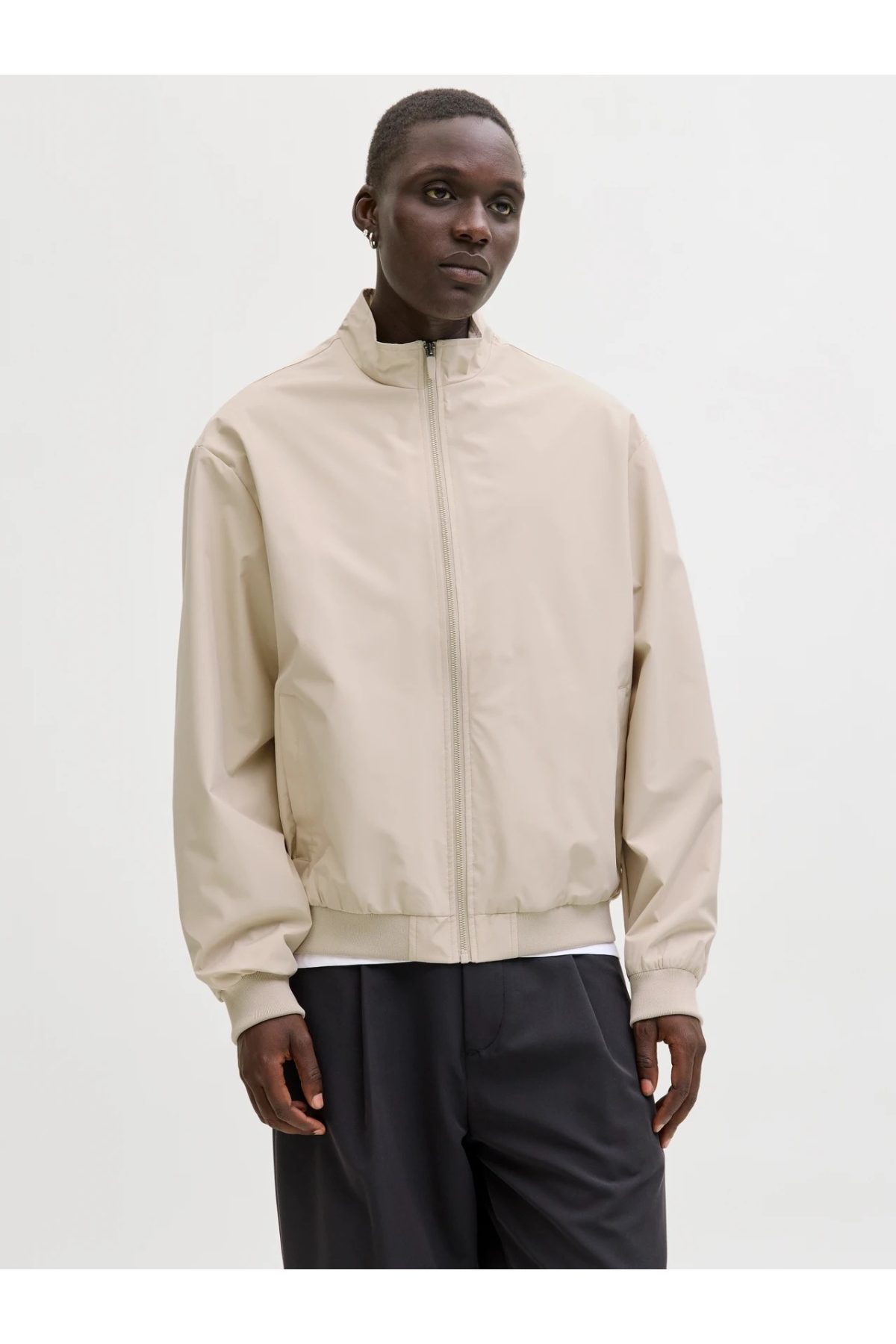 Jack&Jones Blaleister Linen Blend Bomber Erkek Bej Klasik Yaka