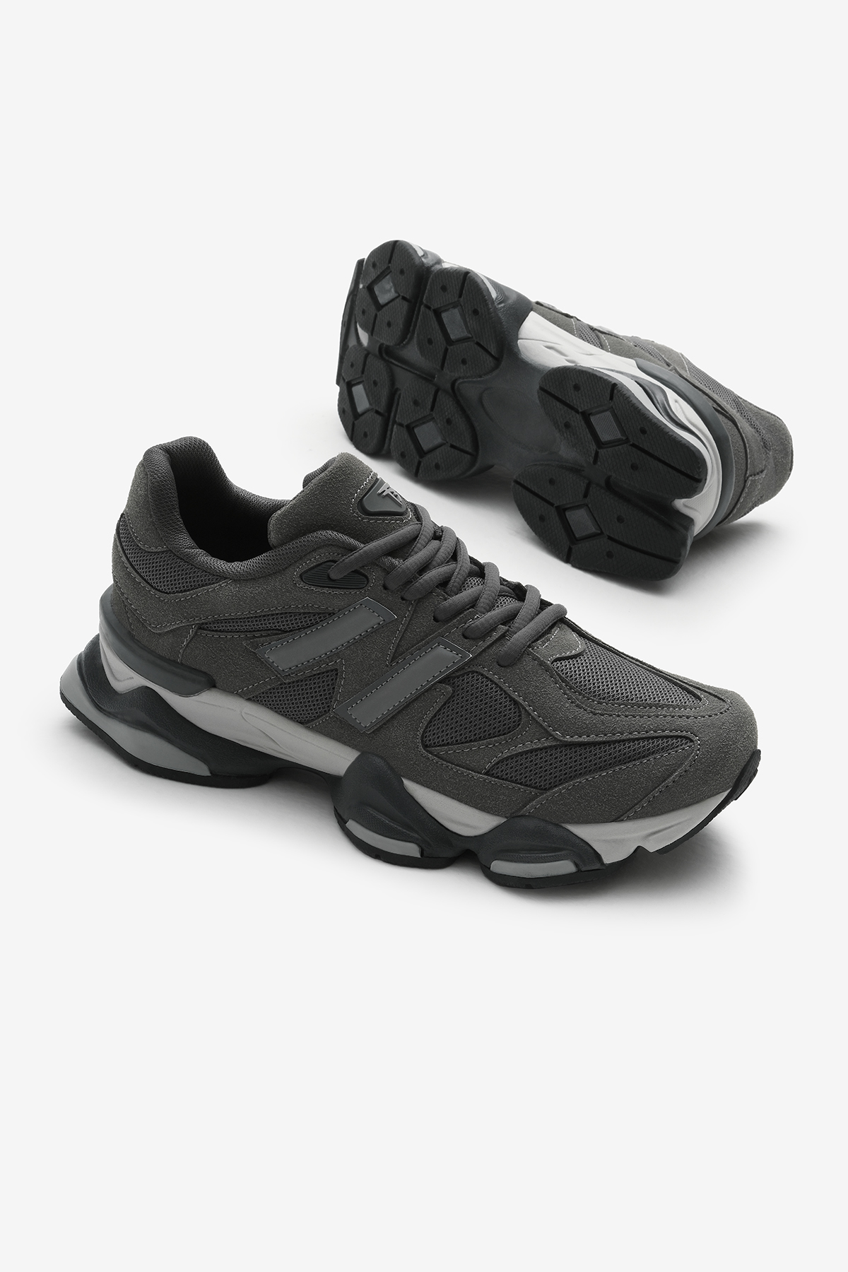 Tonny Black Gri Tonny Black Poli Taban Unisex Anorak Desenli Yüksek Bağcıklı Spor Ayakkabı