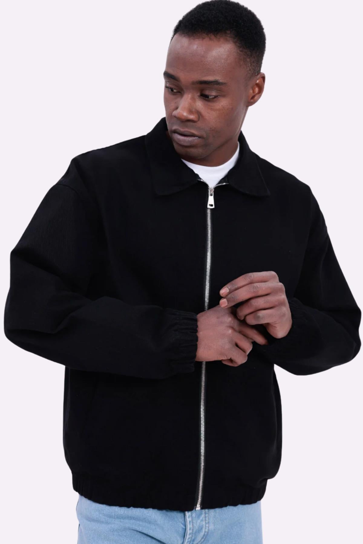 Erkek Basic Gabardin Kumaş Fermuarlı Oversize Mevsimlik Polo Yaka