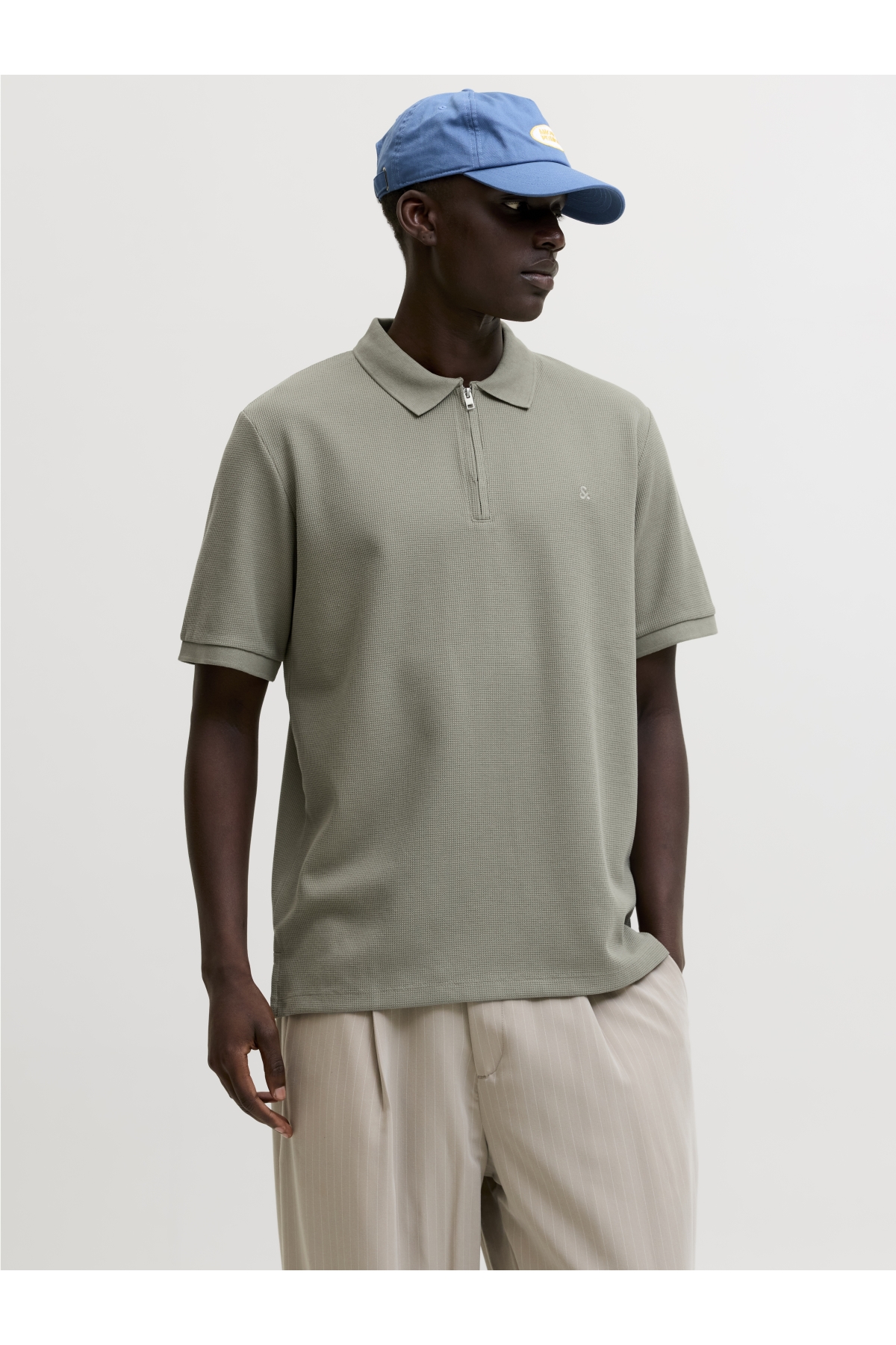 Jack Jones Jjeaustın Zıp Polo Ss Noos Erkek Bej Polo Tişört