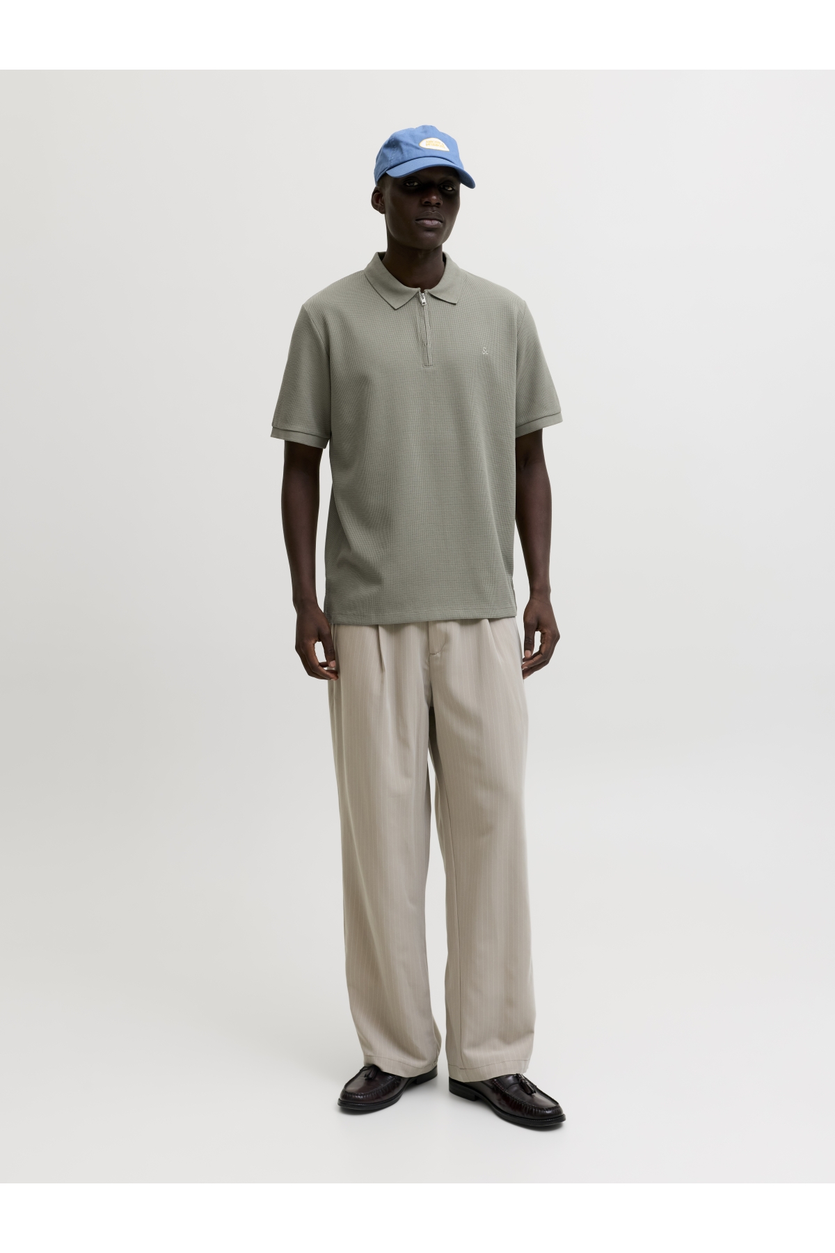 Jack Jones Jjeaustın Zıp Polo Ss Noos Erkek Bej Polo Tişört