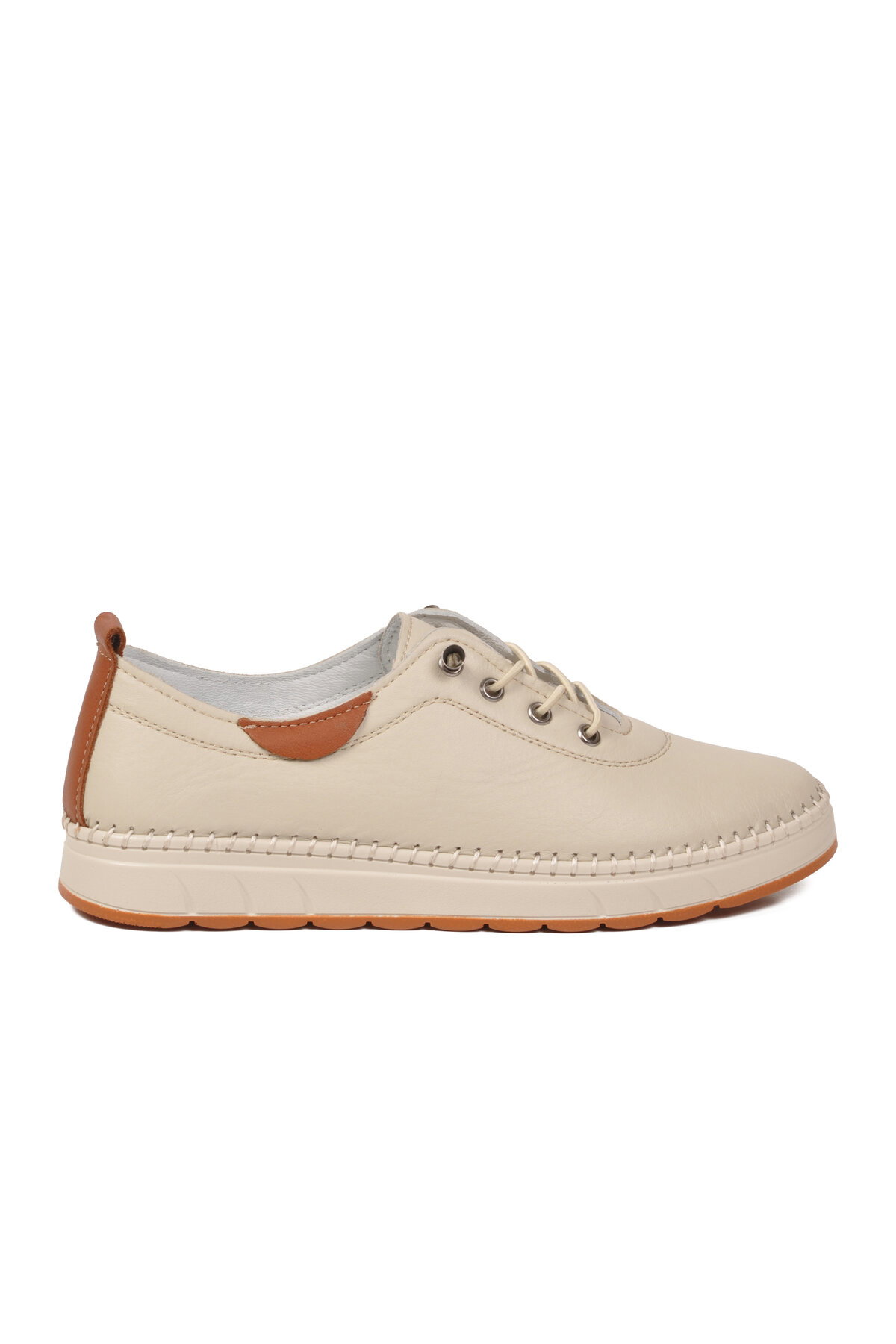 Ayakmod Bej Ayakmod Hakiki Deri Ortopedik Kadın Casual Ayakkabı 3030 Z