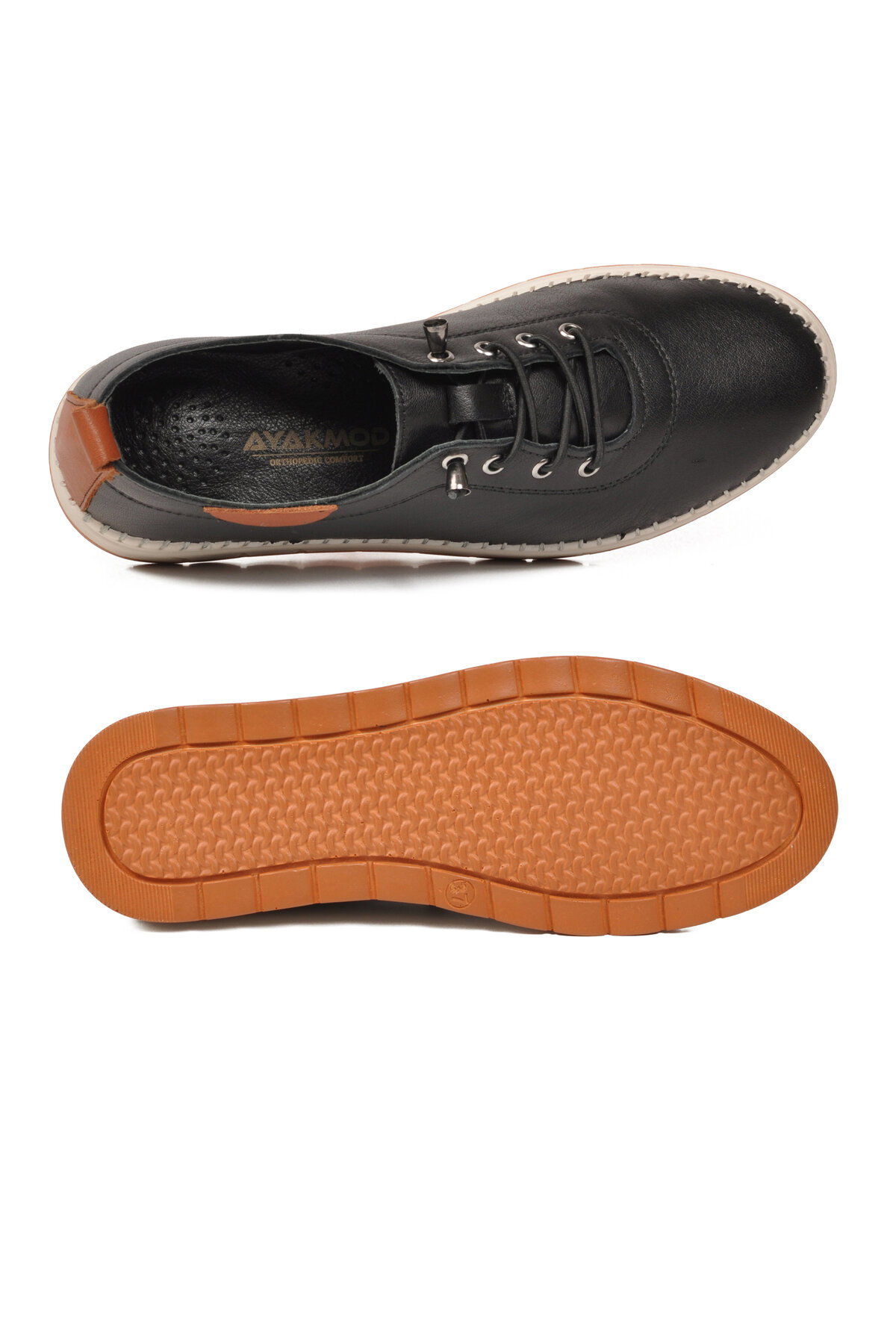 Ayakmod Bej Ayakmod Hakiki Deri Ortopedik Kadın Casual Ayakkabı 3030 Z