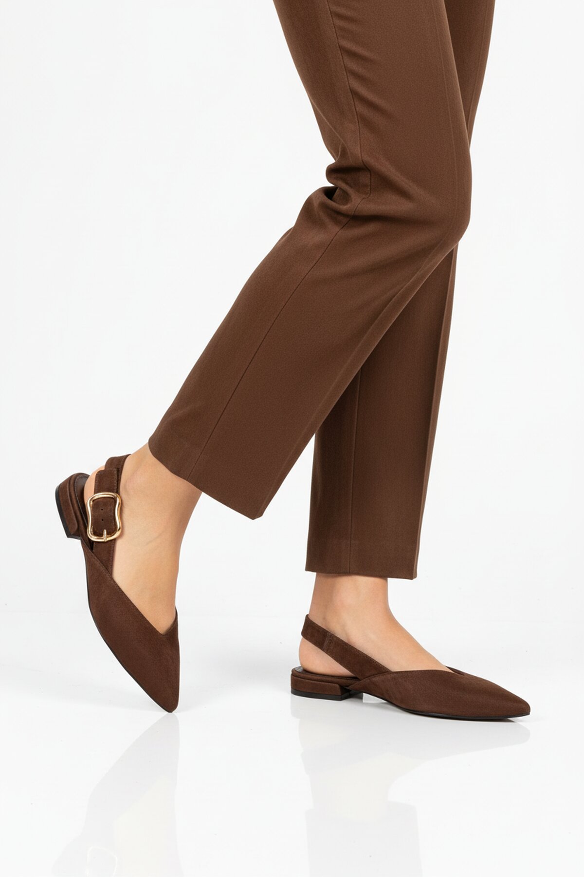 Ayakmod Kahverengi Ayakmod Hafif Kemerli Kadın Babet Ayakkabı 312552 Z