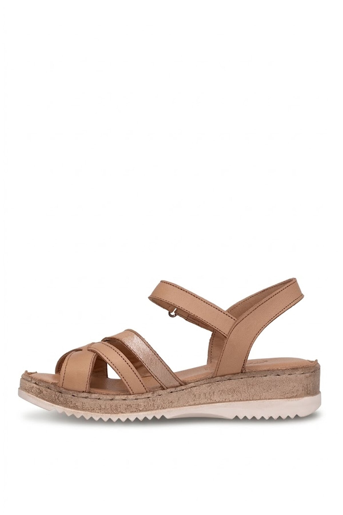 Ayakkabı Fuarı Taba Ayakkabı Fuarı Fuari Elit ASIRM2309 Kadın Hakiki Deri Düz Sandalet
