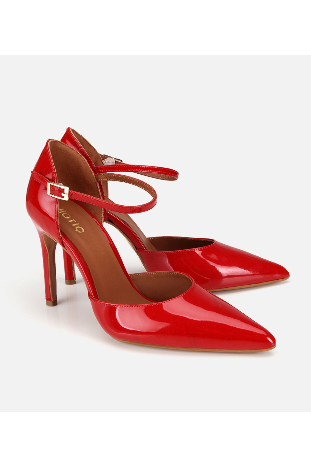 Hotiç Siyah Hotiç Hotiç Rugan Kadın Deri Bilekten Bağlamalı Stiletto