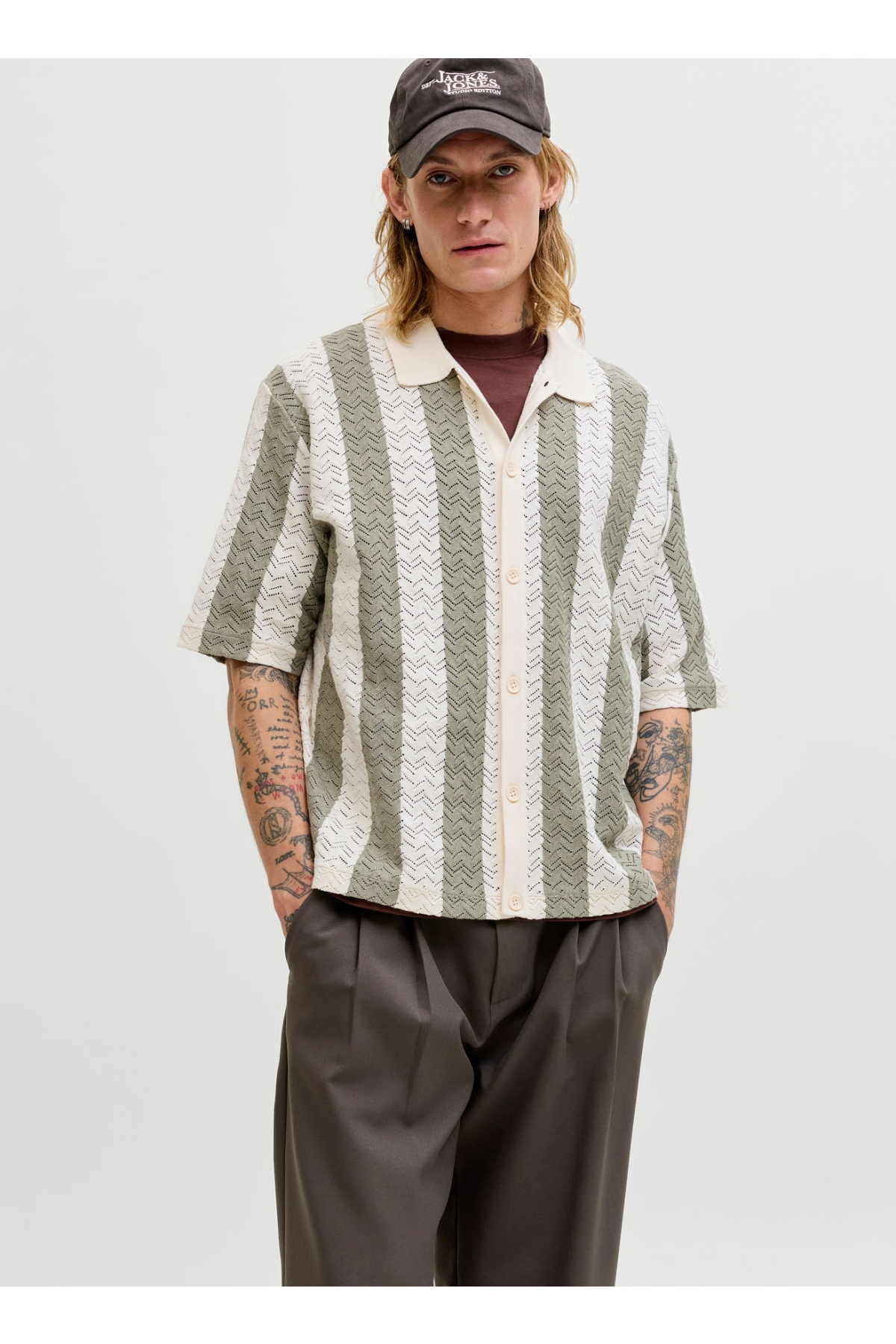 Polo Yaka Loose Fit Krem Erkek Kazak 12272863 JORTYLER KNIT SS