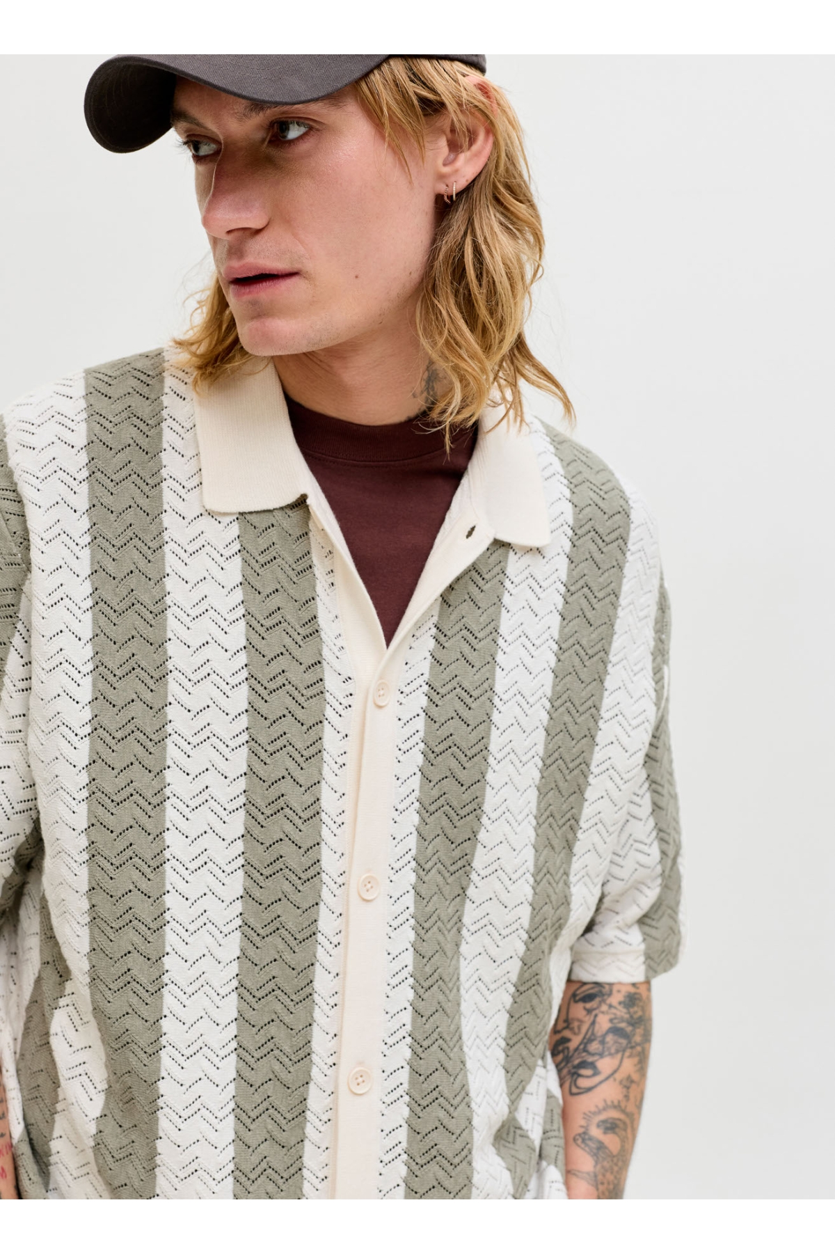 Polo Yaka Loose Fit Krem Erkek Kazak 12272863 JORTYLER KNIT SS
