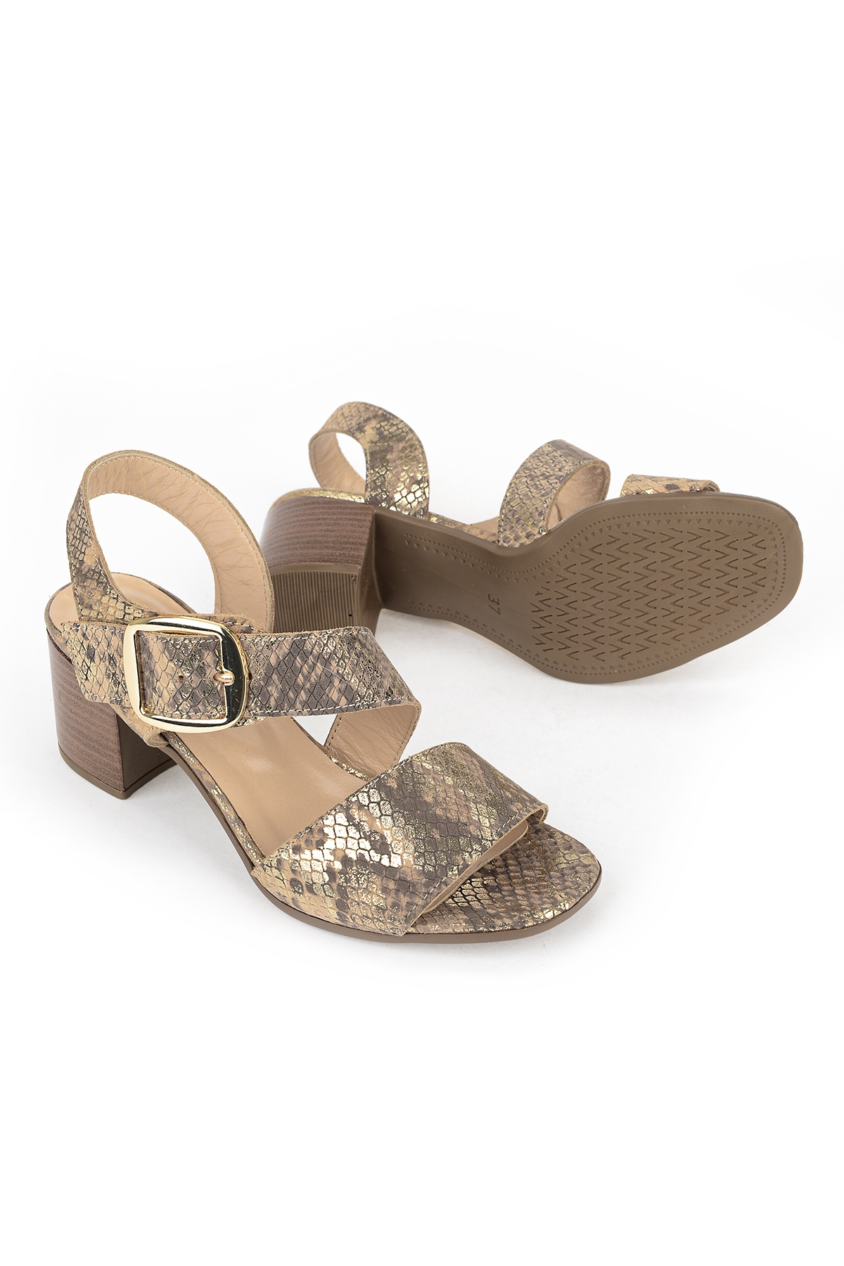 Ziya Gümüş Ziya Hakiki Kadın Deri Topuklu Sandalet 1611050Z8415