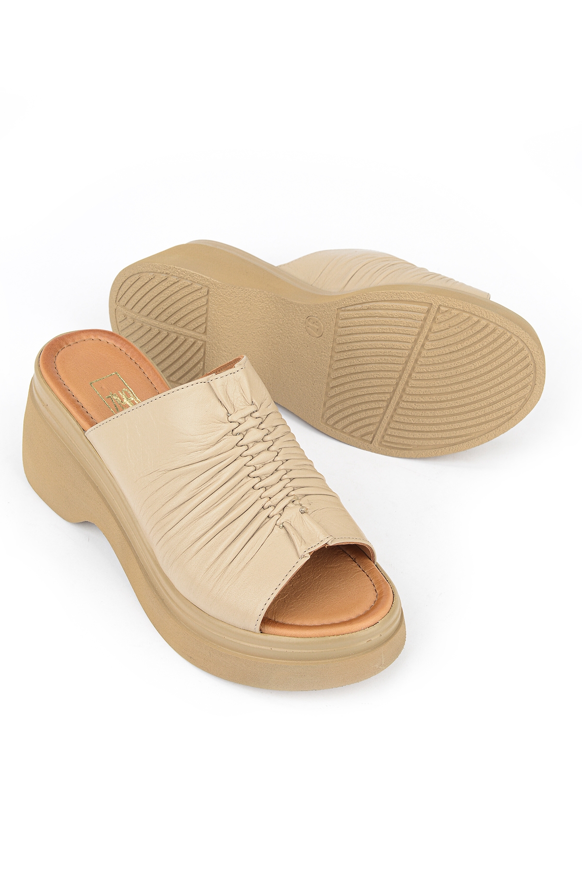 Ziya Bej Ziya Hakiki Kadın Deri Topuklu Terlik 161992Z64023